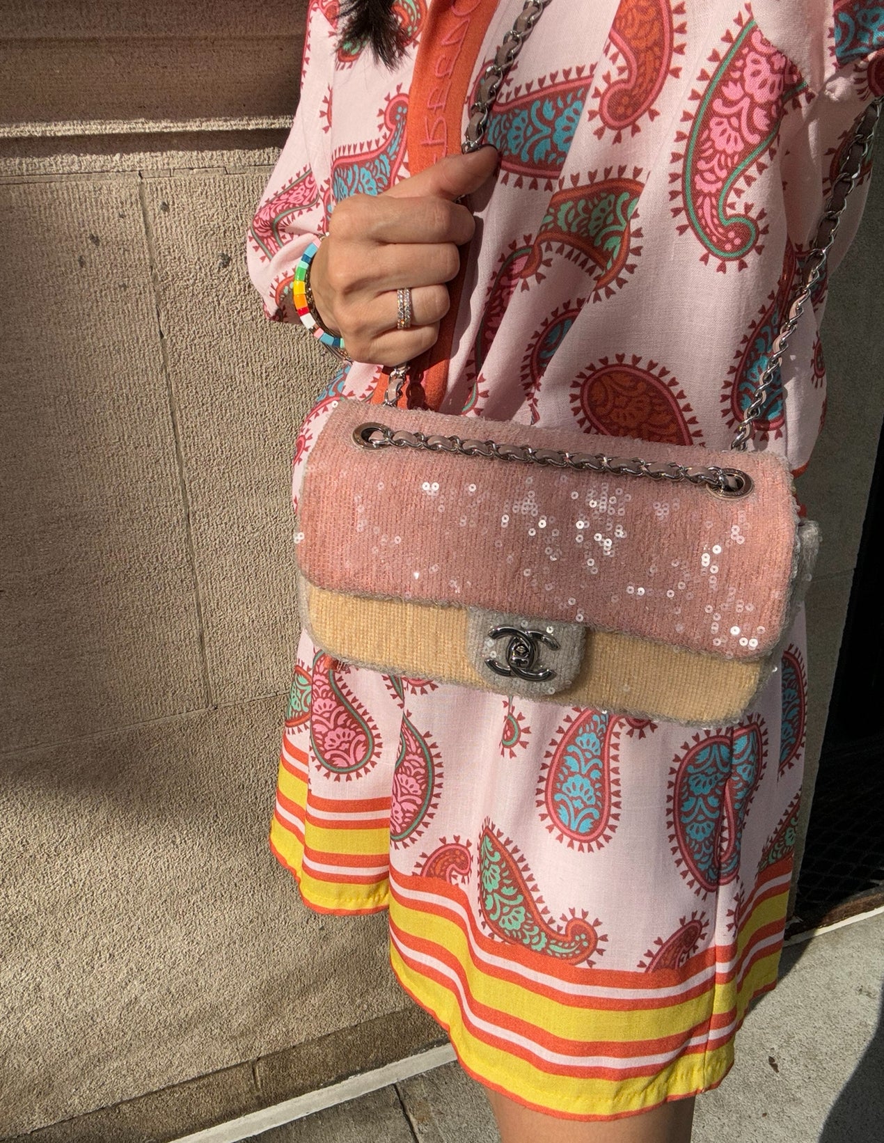 Chanel Waterfall Sequin Mini Flapbag Silver Hardware