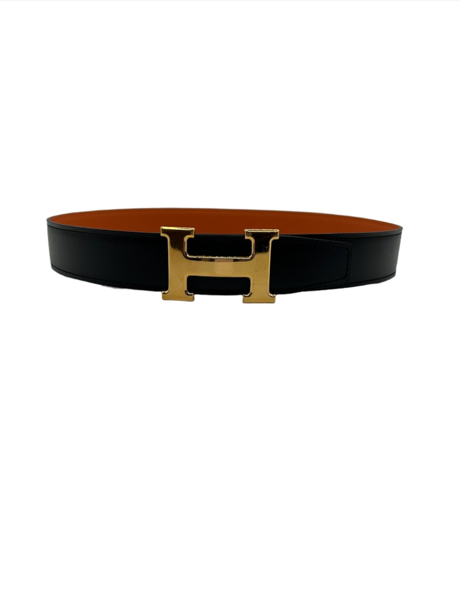 Hermès Black Leather Belt with H Buckle