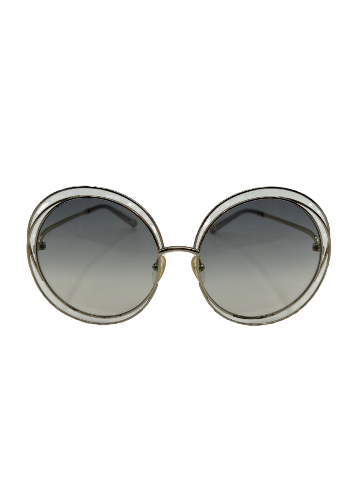 Chloe Round Gold Sunglasses with Gray Lenses