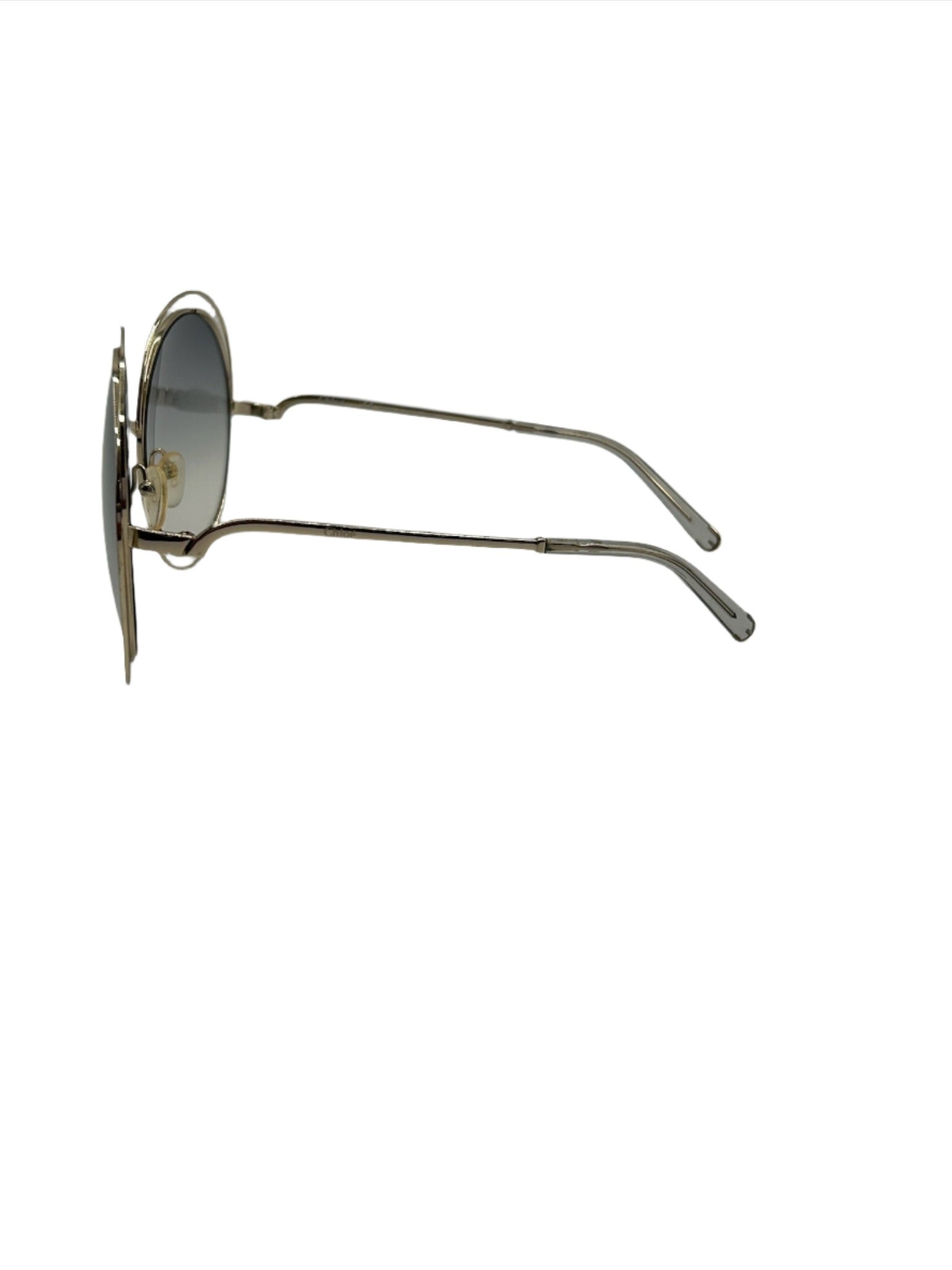 Chloe Round Gold Sunglasses with Gray Lenses