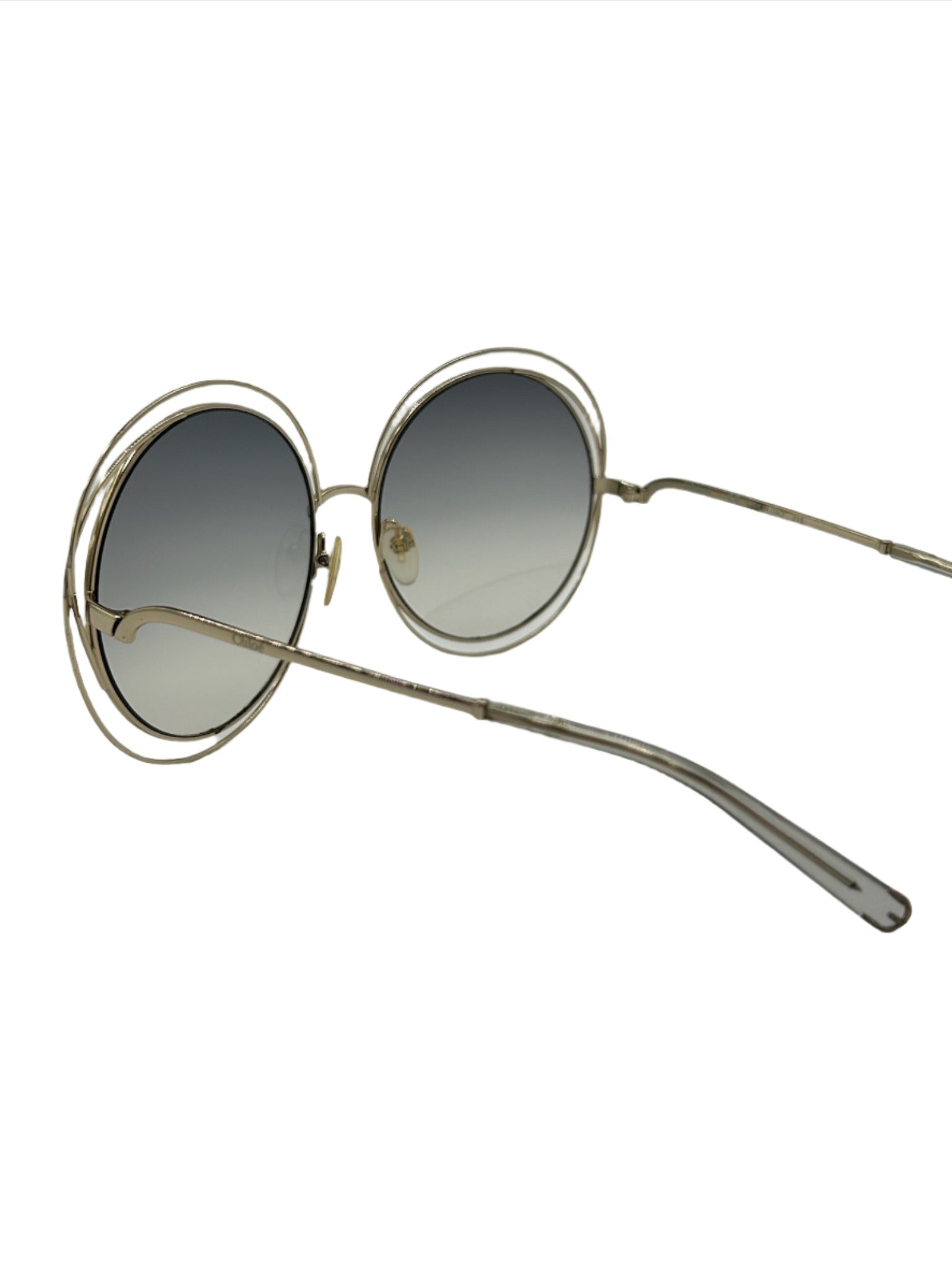 Chloe Round Gold Sunglasses with Gray Lenses