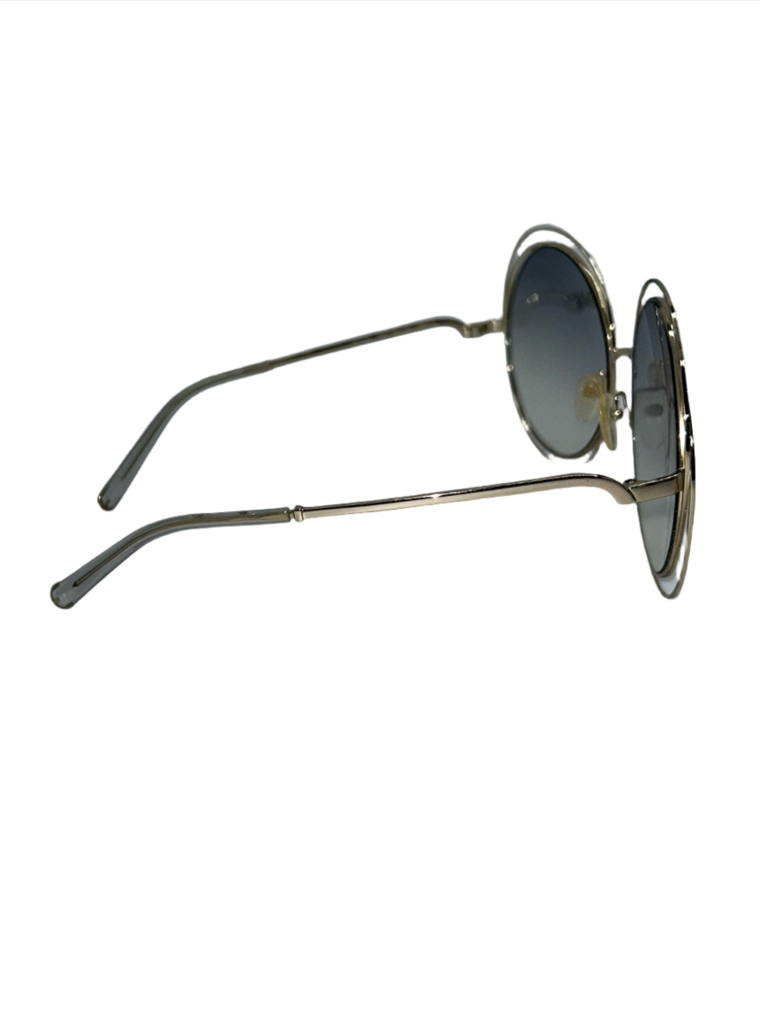 Chloe Round Gold Sunglasses with Gray Lenses