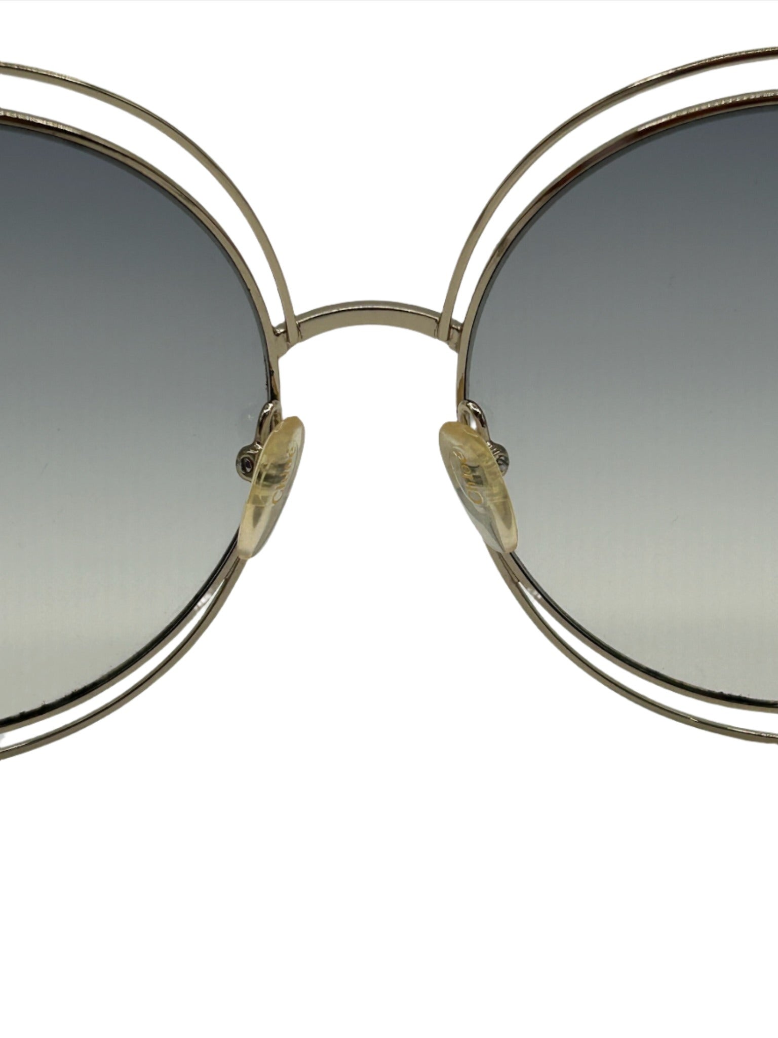 Chloe Round Gold Sunglasses with Gray Lenses