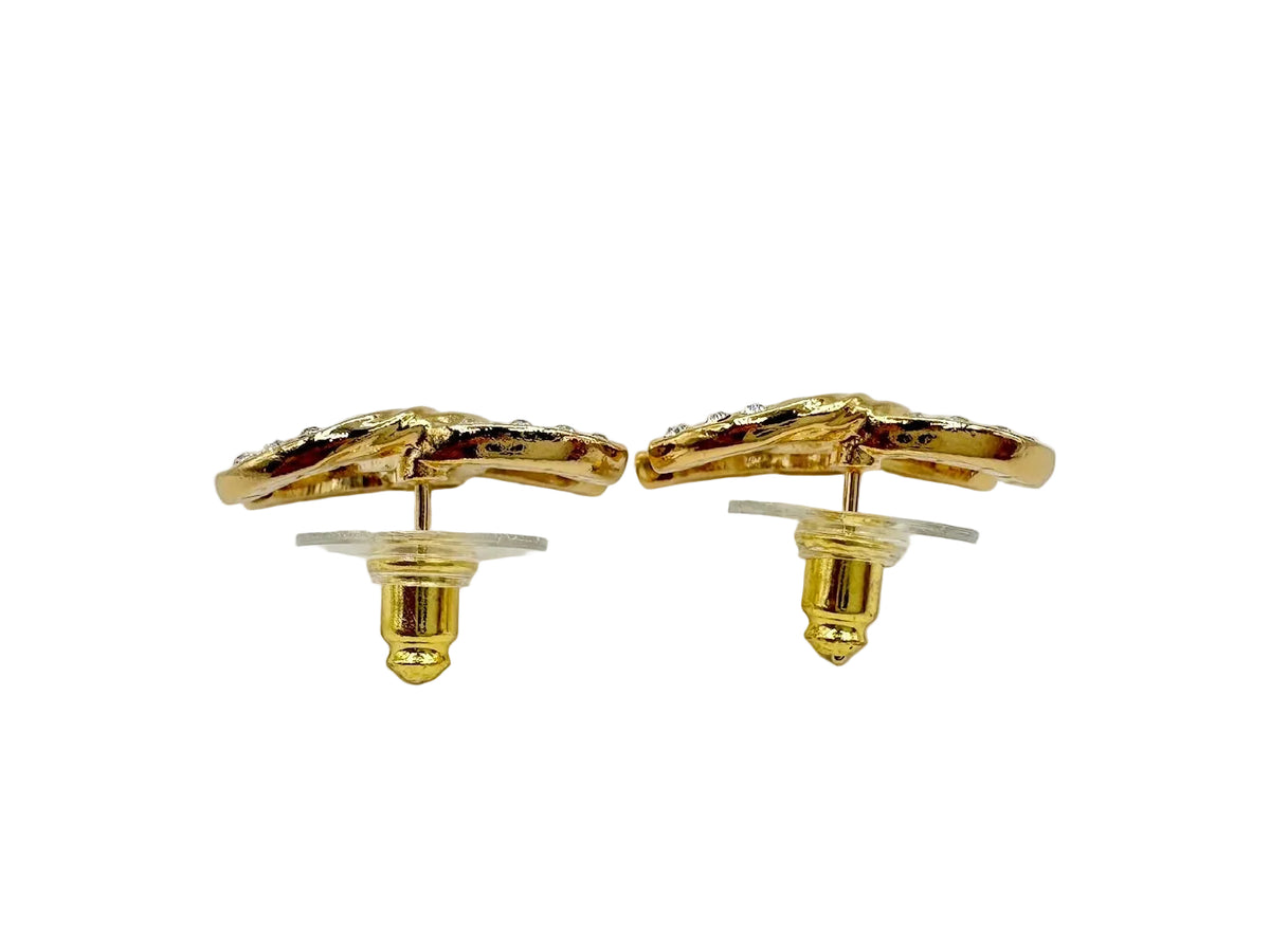 CHANEL Gold CC Earrings with Crystals