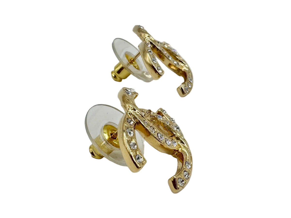 CHANEL Gold CC Earrings with Crystals
