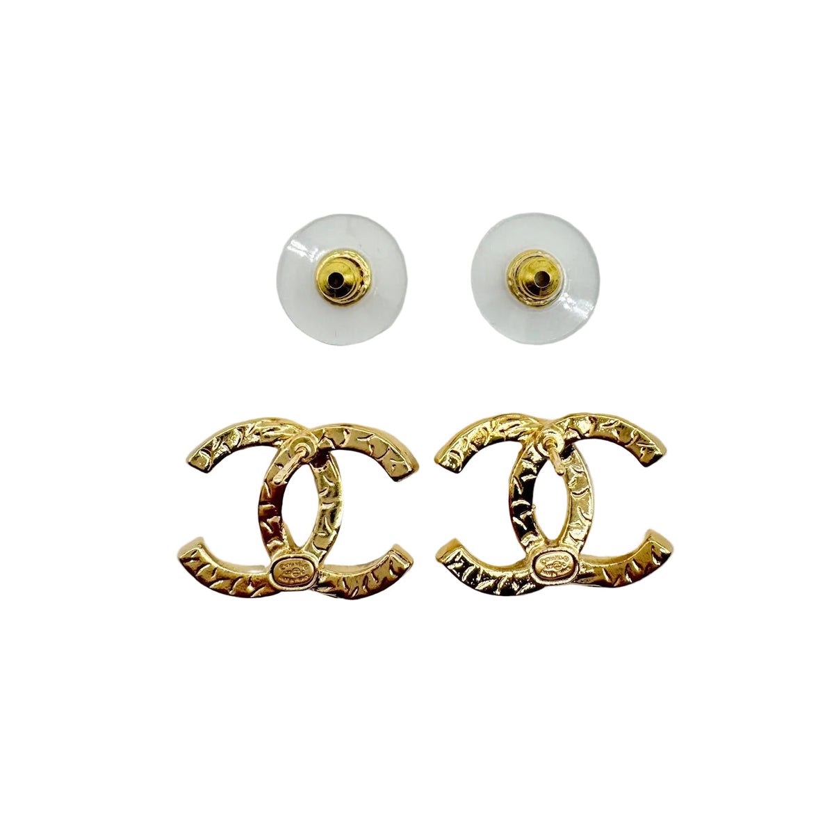 CHANEL Gold CC Earrings with Crystals