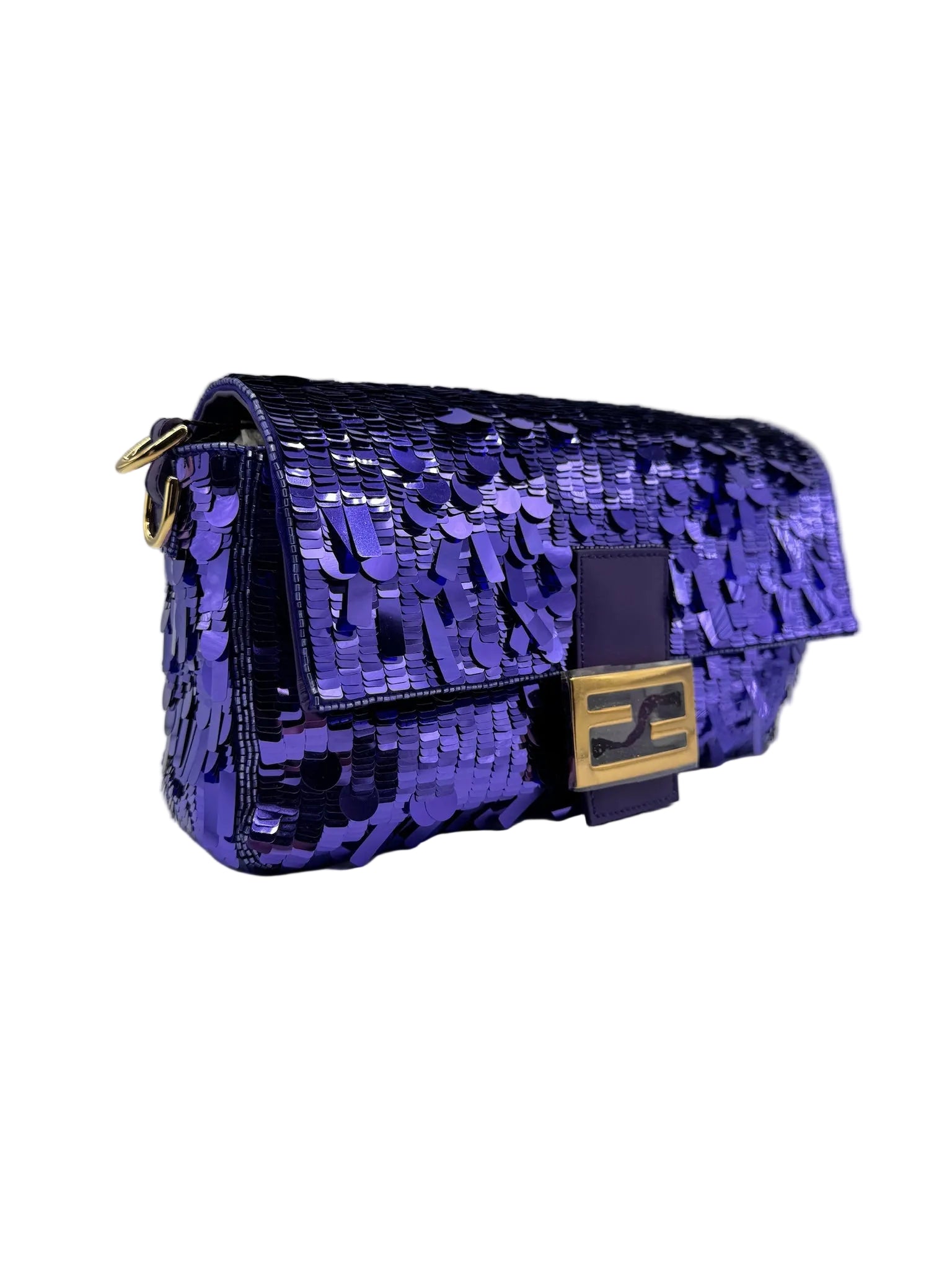 Fendi Purple Sequin Baguette