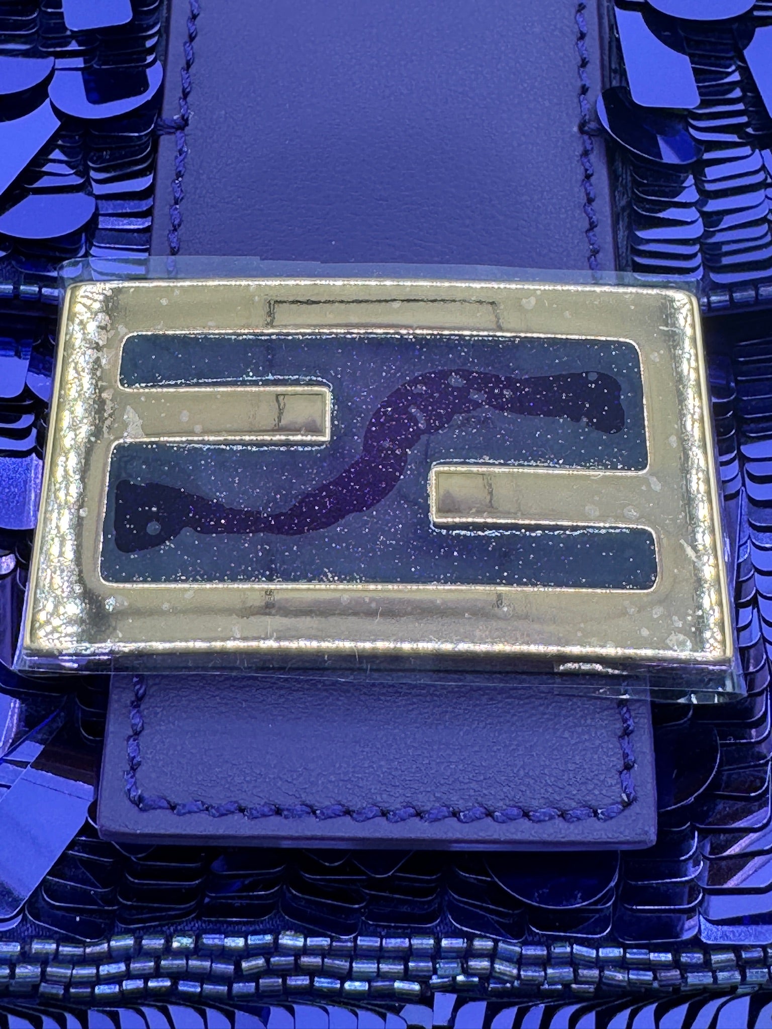Fendi Purple Sequin Baguette