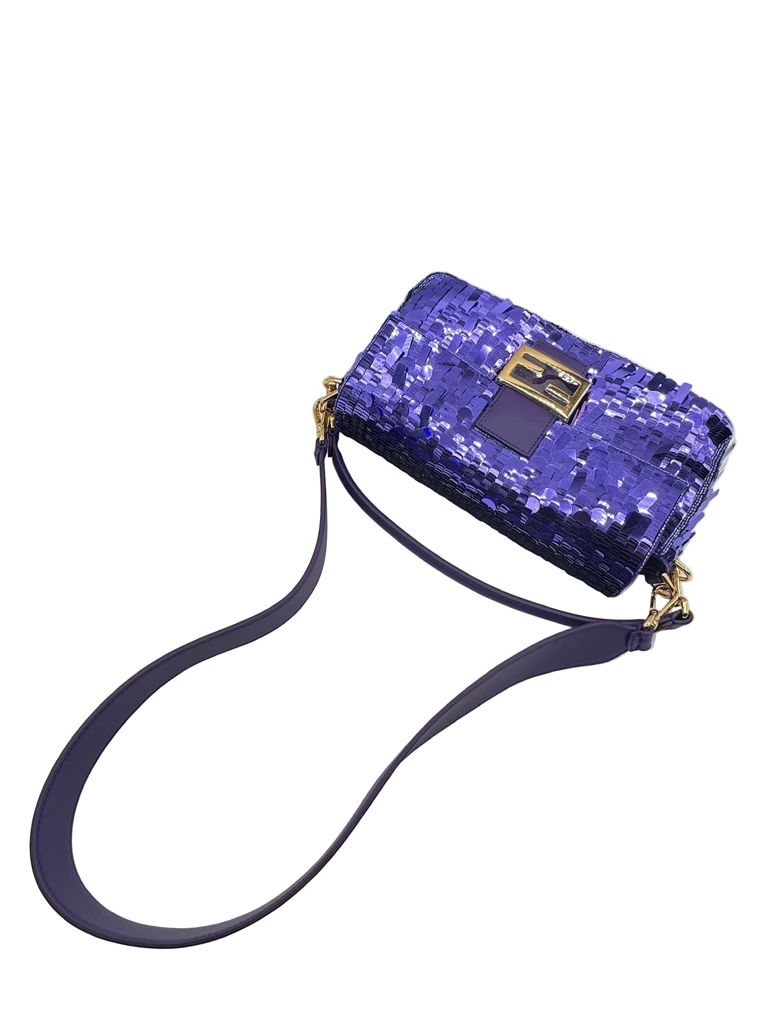 Fendi Purple Sequin Baguette