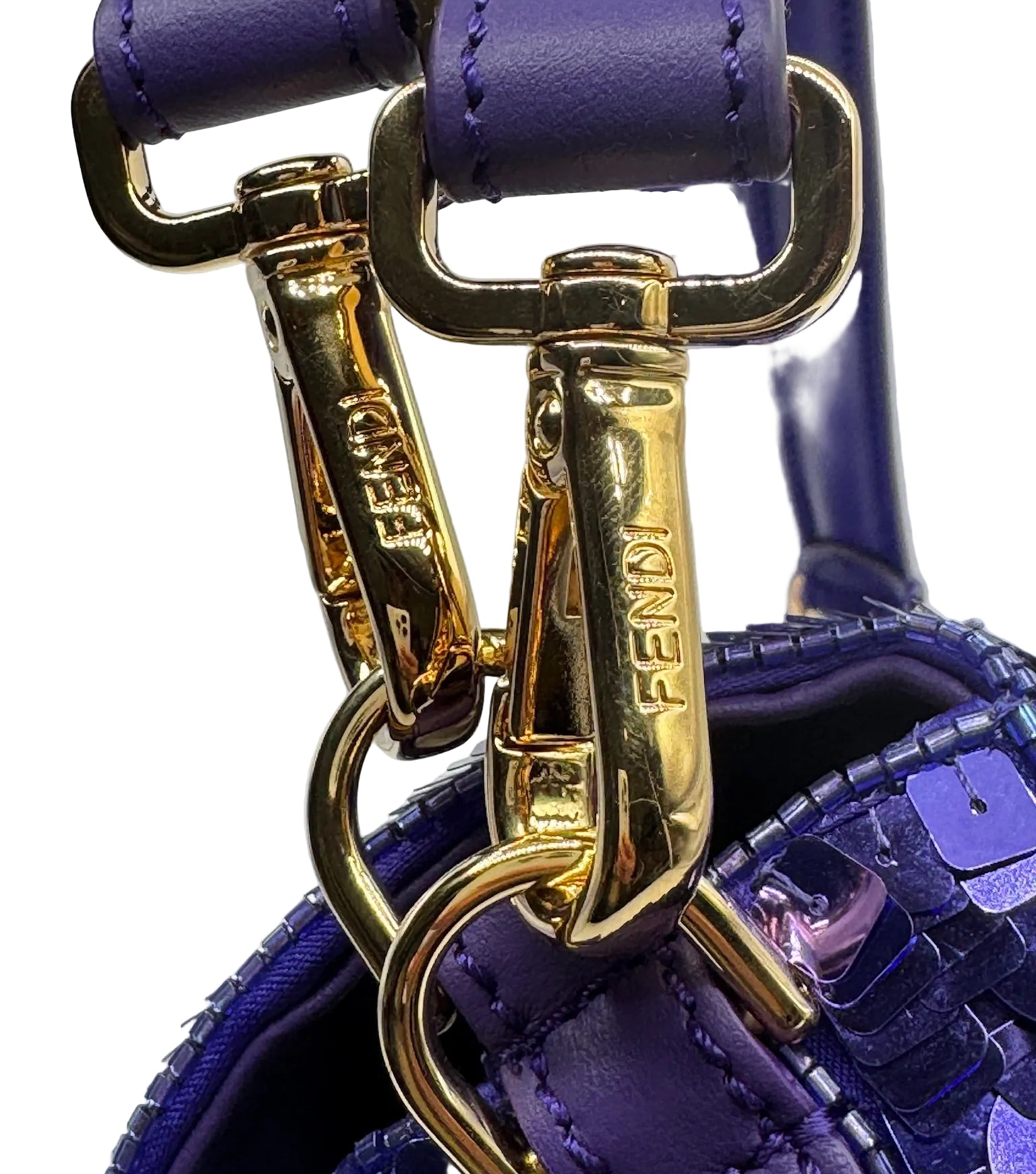 Fendi Purple Sequin Baguette