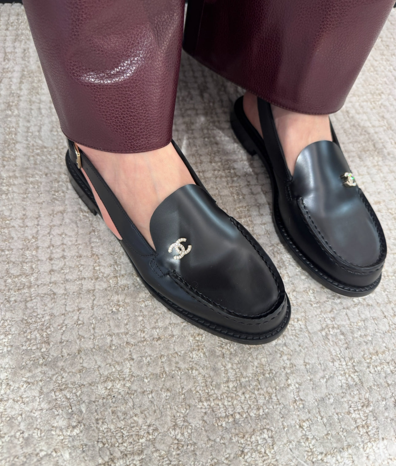 Chanel Black Slingback Loafers