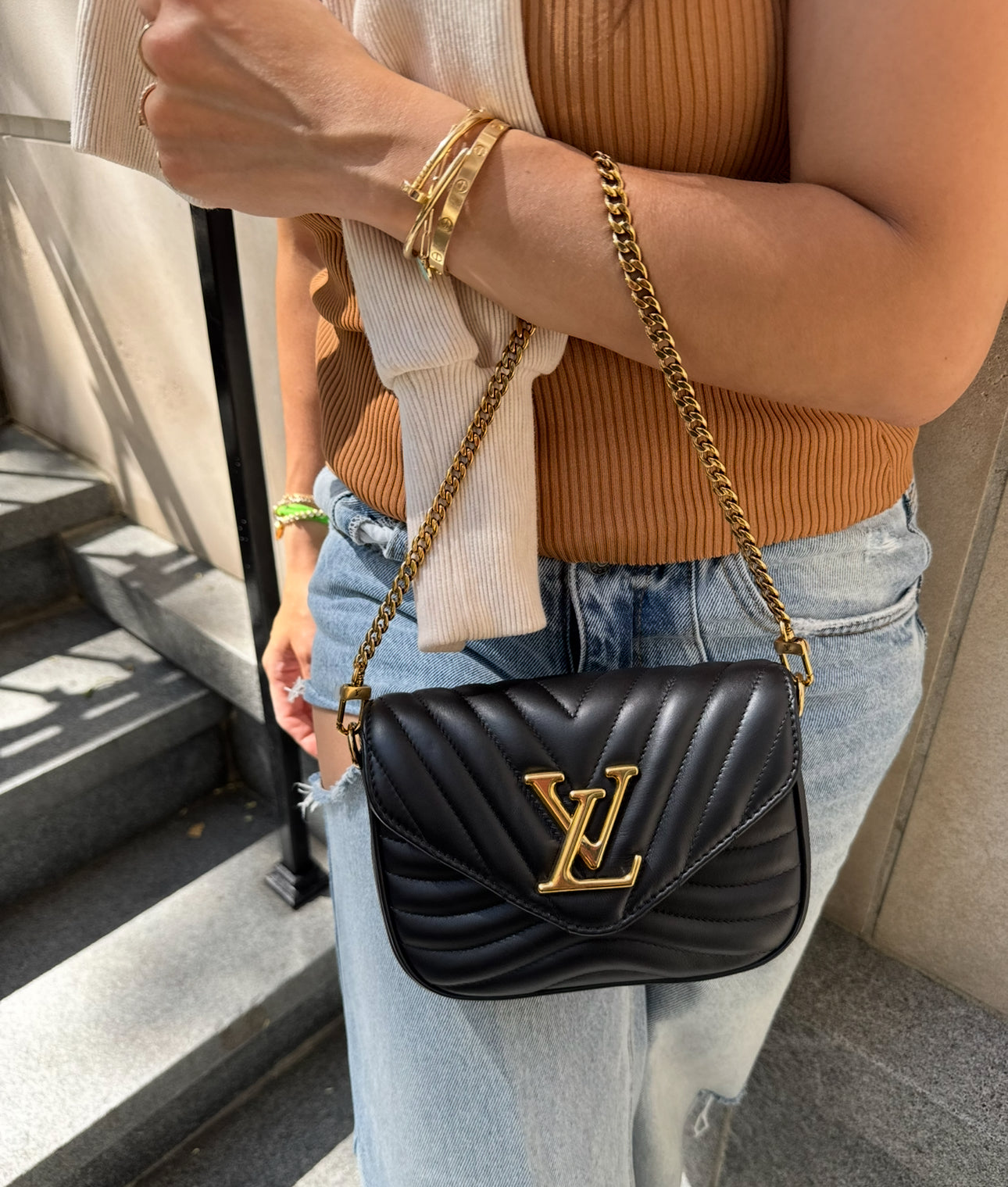 Louis Vuitton Black Leather New Wave Multi Pochette