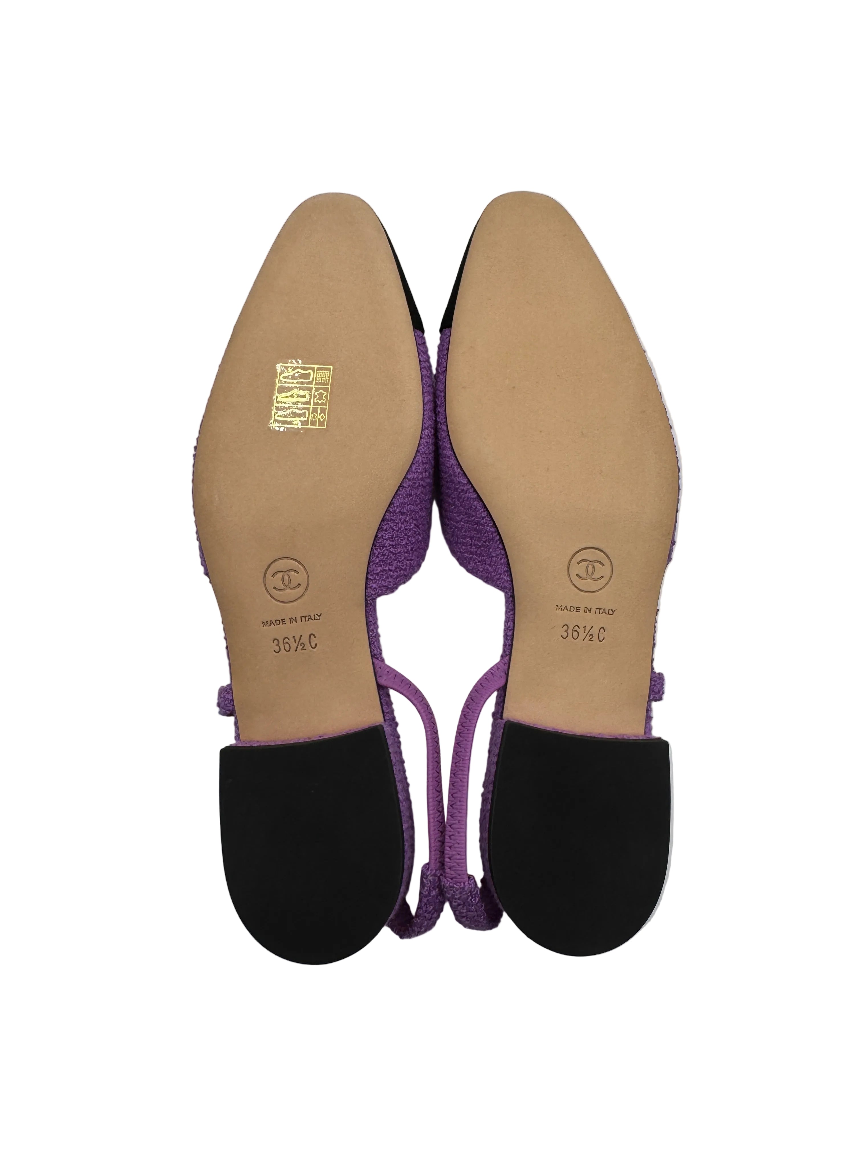 Chanel Purple Tweed Slingback Flats