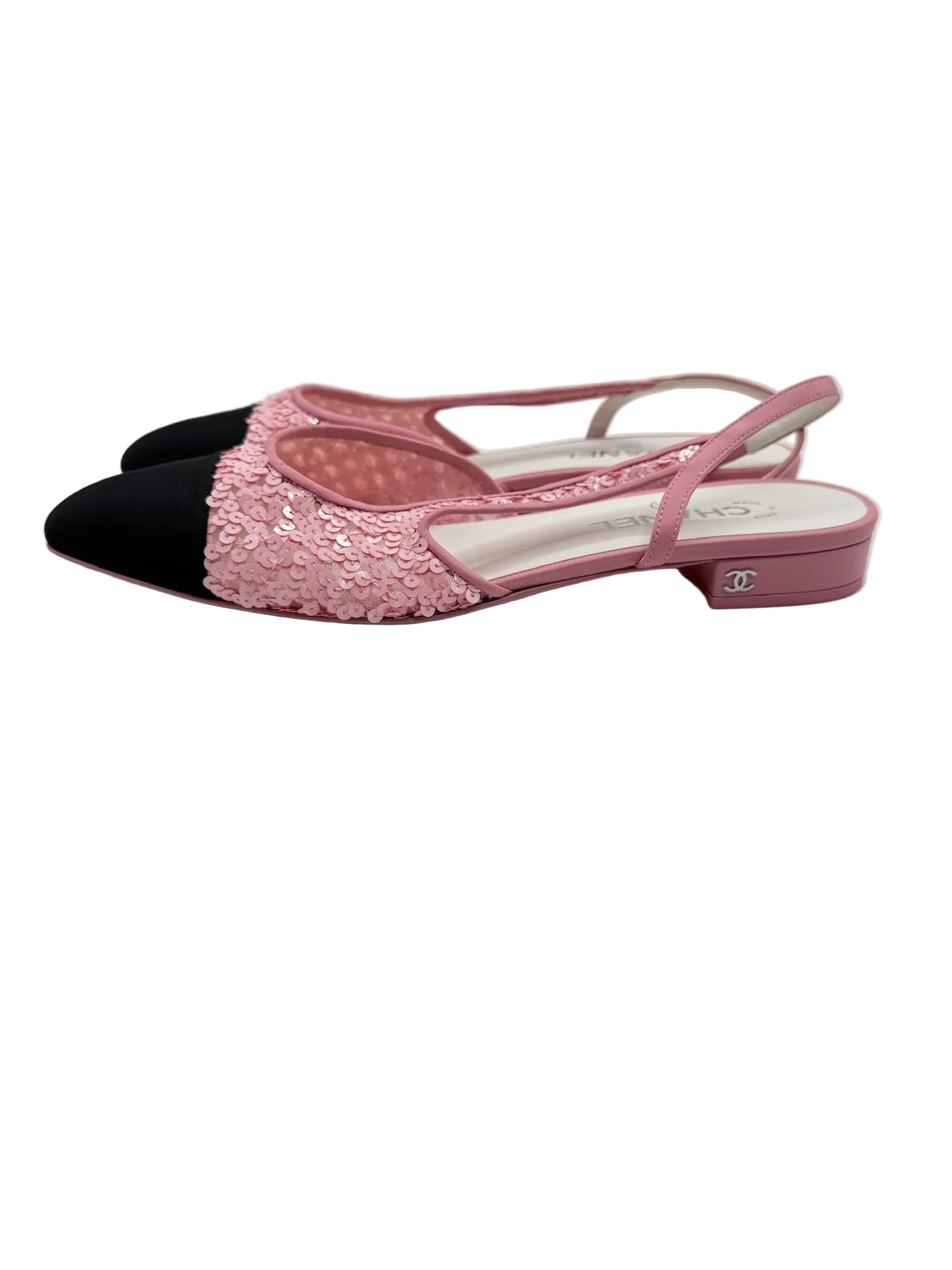 Chanel Pink Sequins Slingback Flats