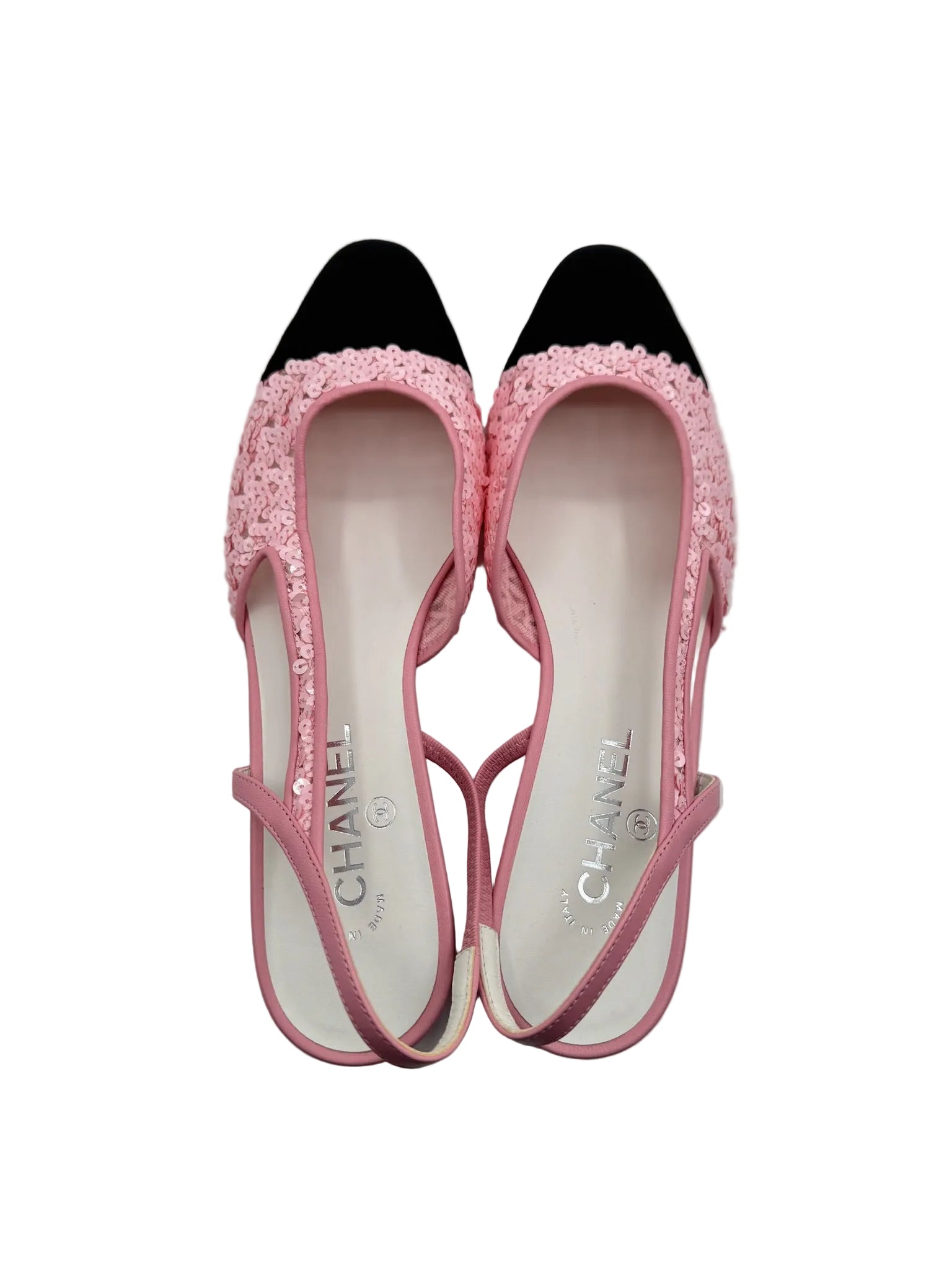 Chanel Pink Sequins Slingback Flats