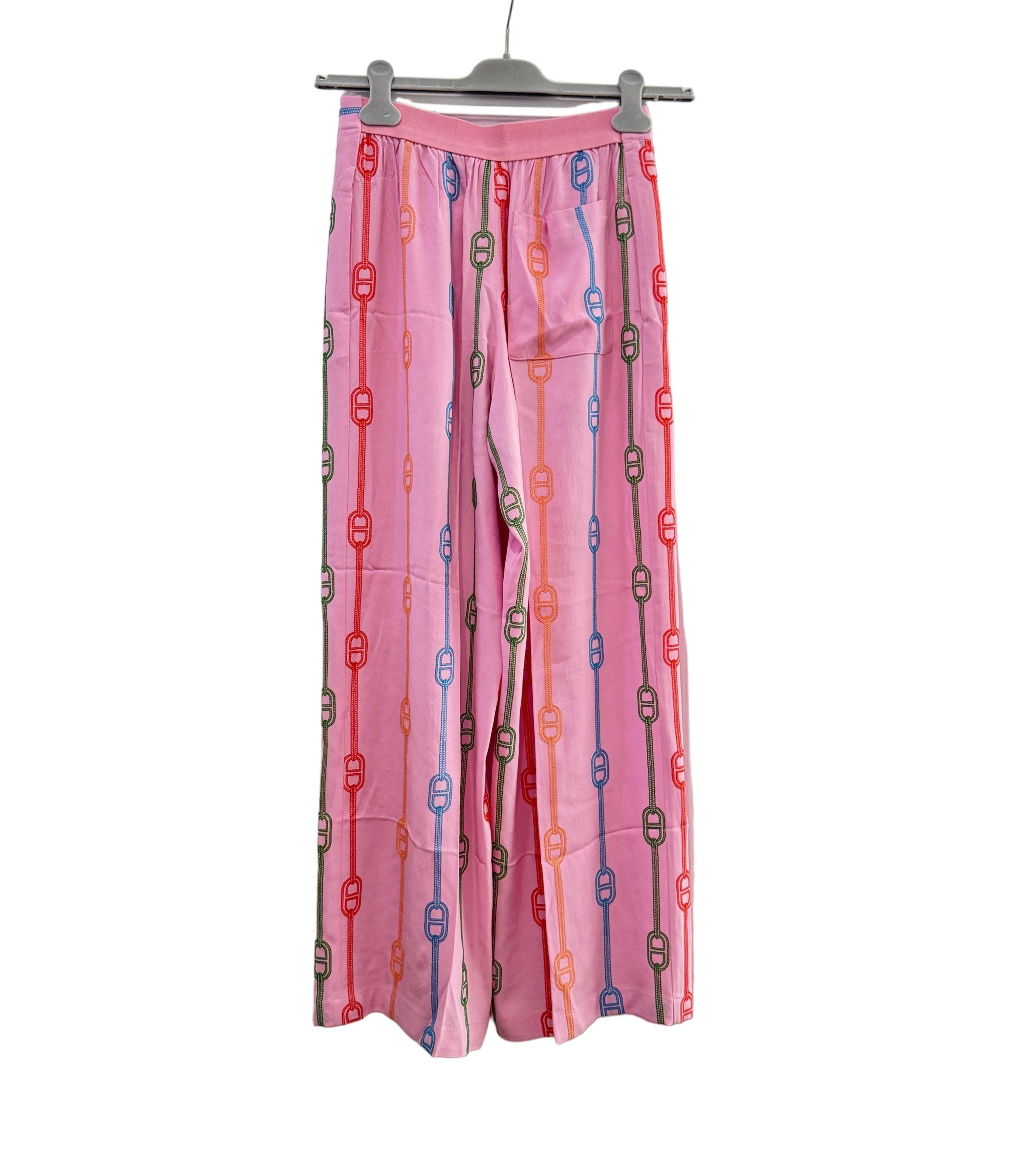 Hermès Pink Pajama Pants Rainbow Embroidery