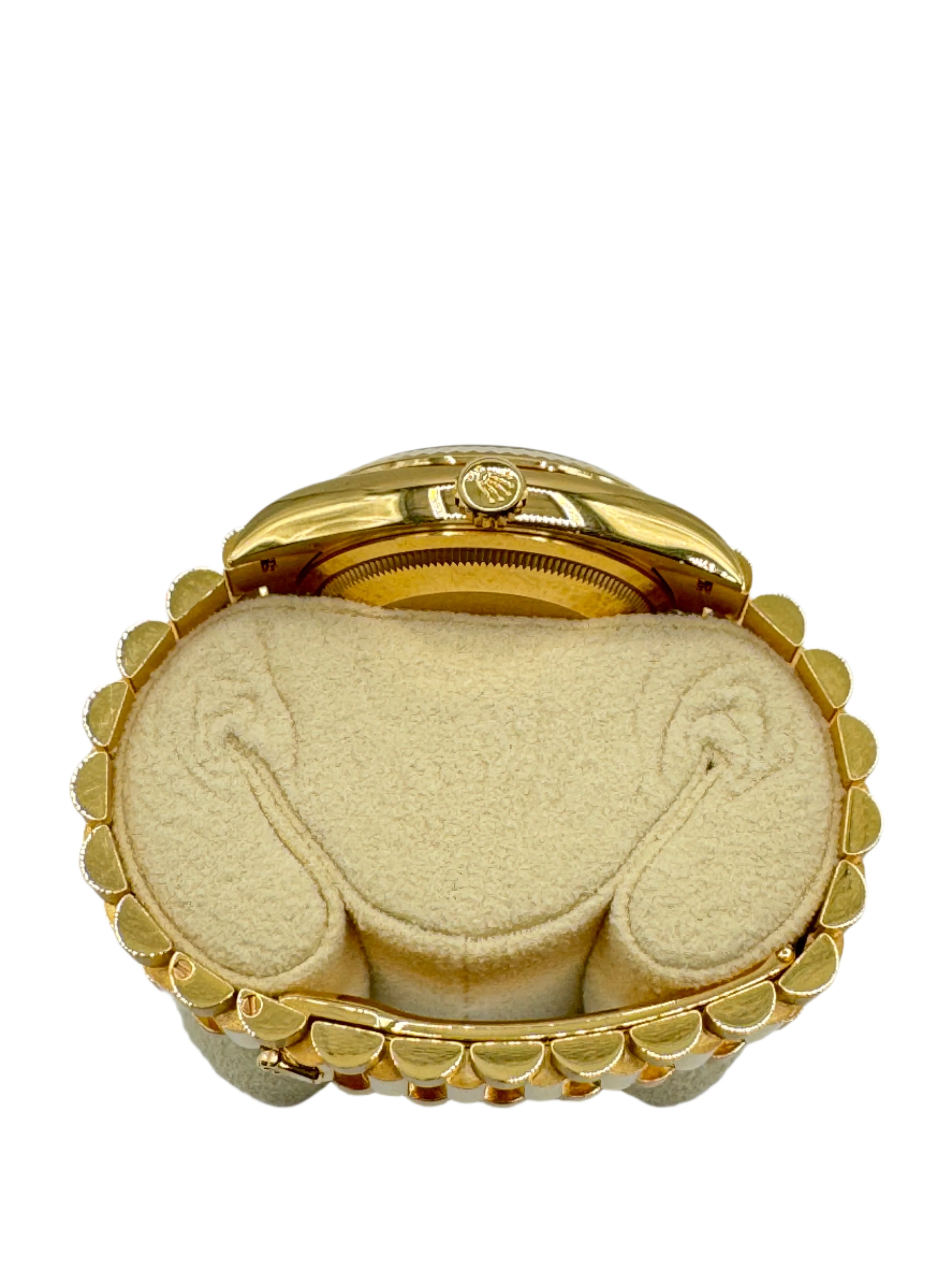 Rolex 36MM Day Date Yellow Gold and Dark Gray Dial with Diamonds