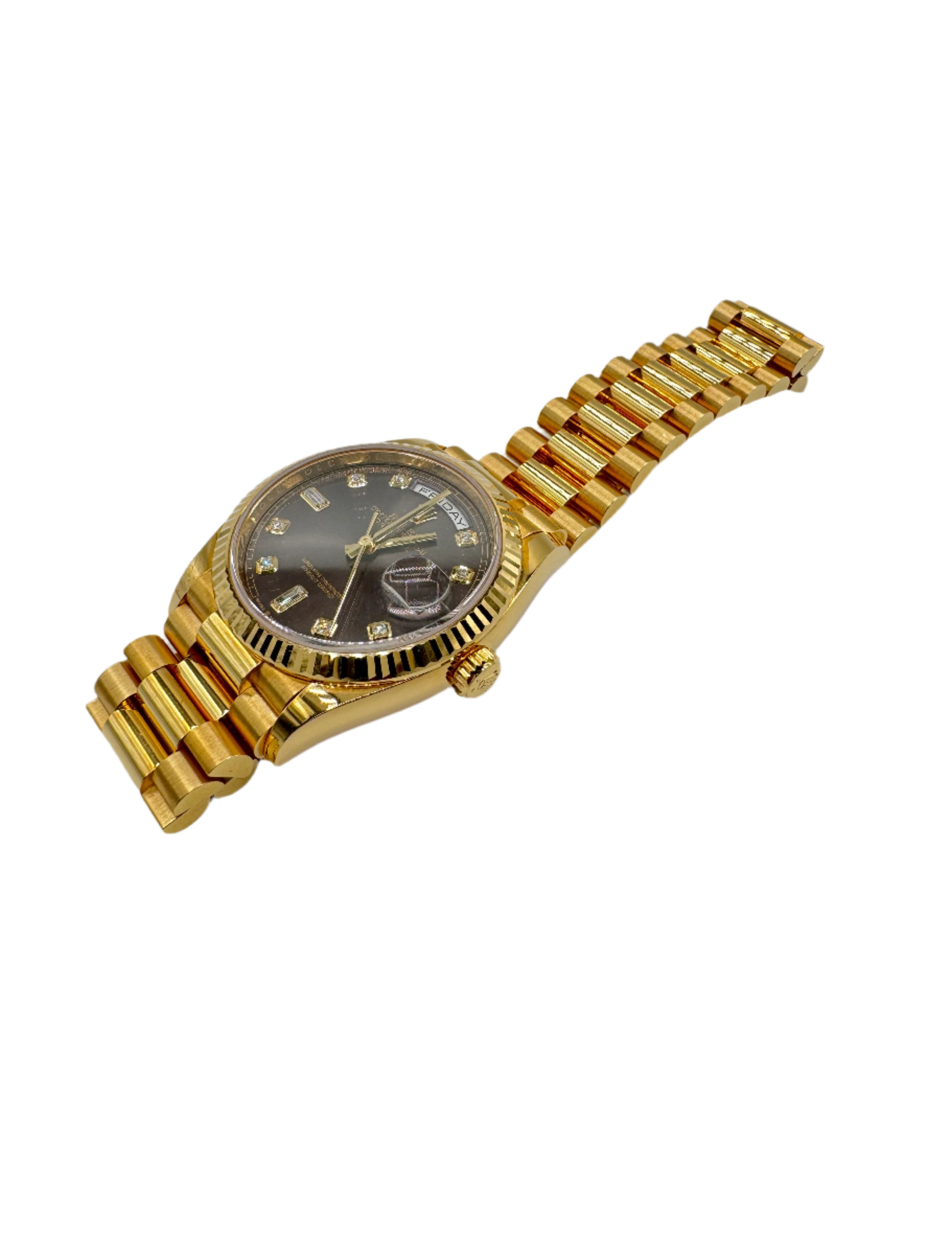 Rolex 36MM Day Date Yellow Gold and Dark Gray Dial with Diamonds