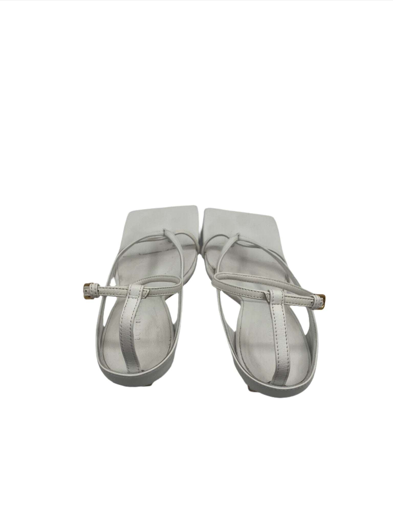 Bottega Veneta White Nappa Leather Stretch Strap Sandals Heels - Size 37.5