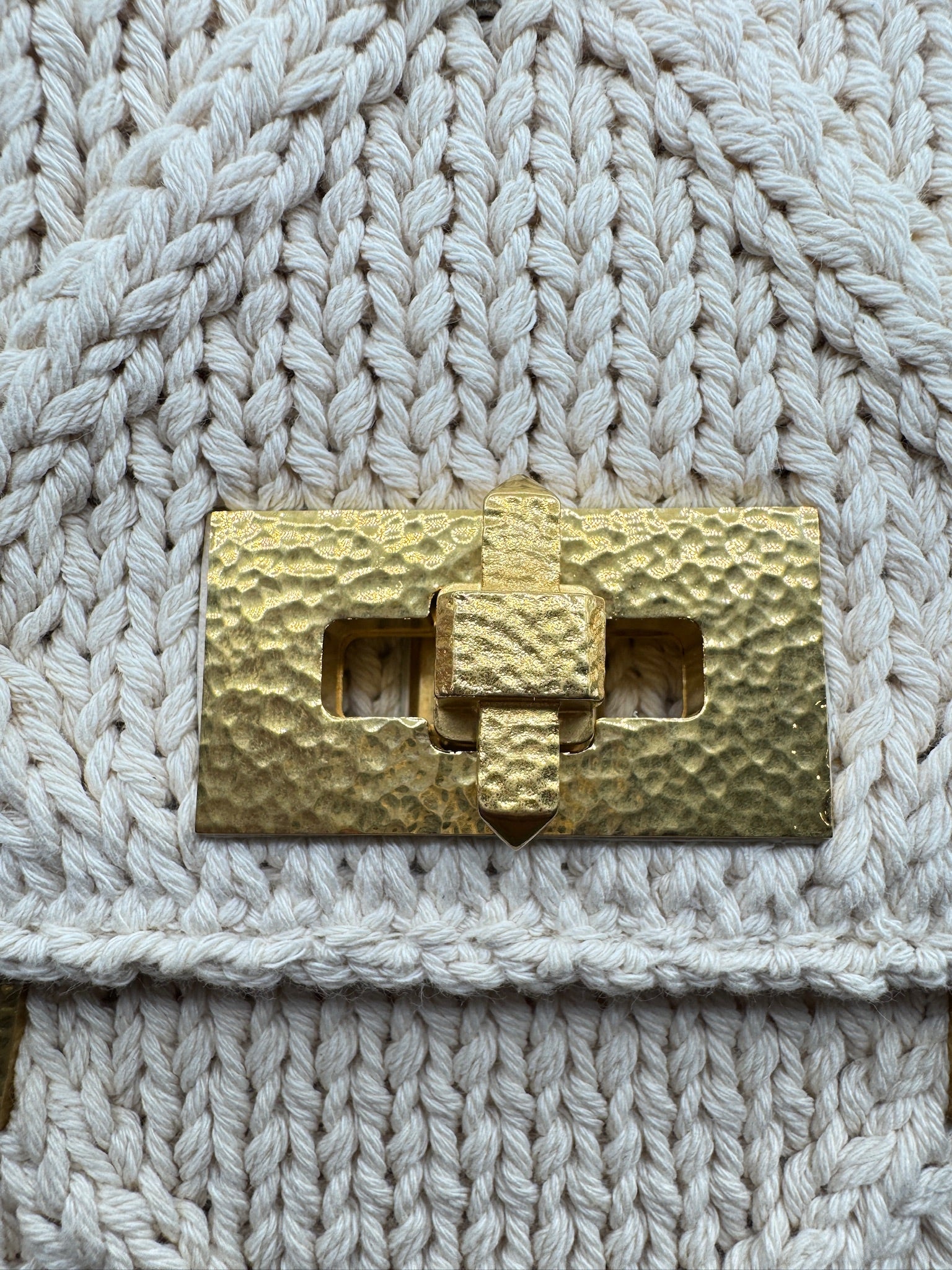 Valentino White Ivory Knit Rockstud Bag