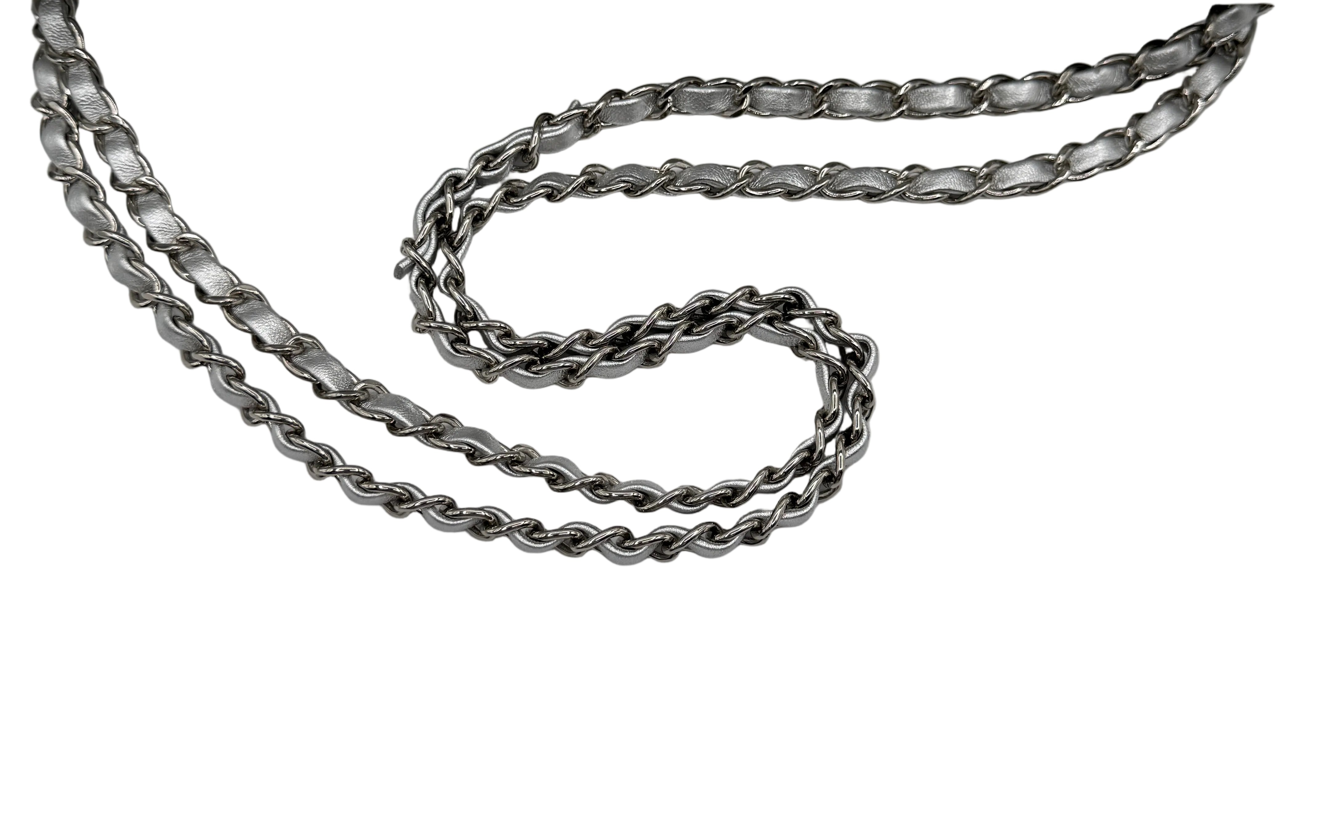 CHANEL Silver Metallic XXL Lambskin Flapbag