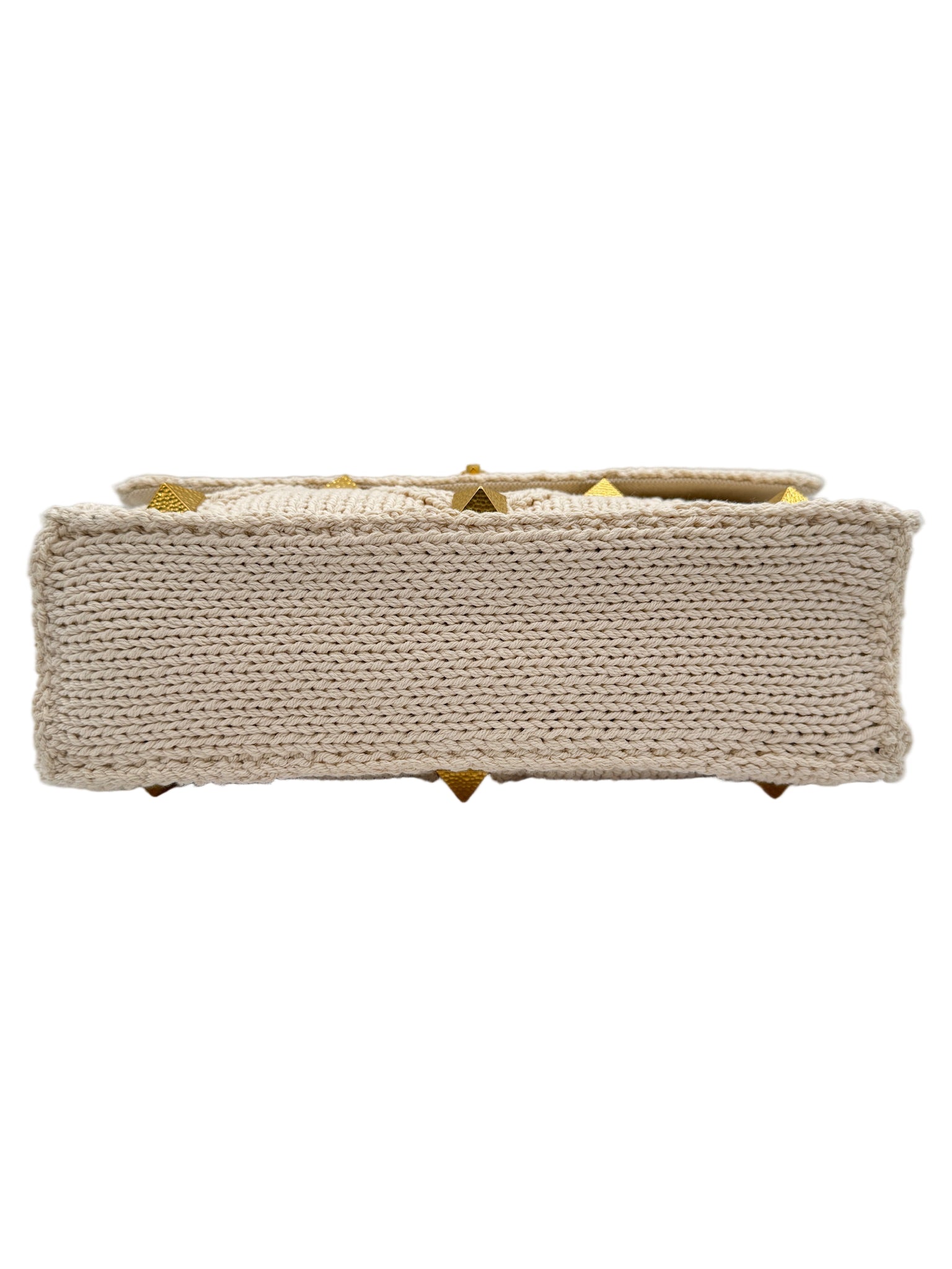 Valentino White Ivory Knit Rockstud Bag