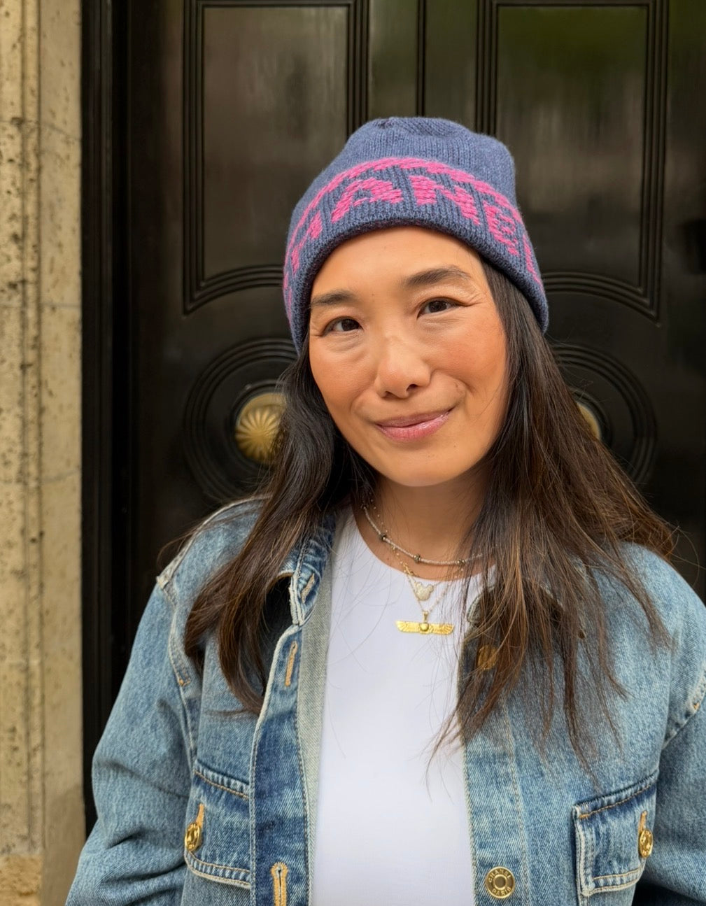 Chanel Blue and Pink Beanie