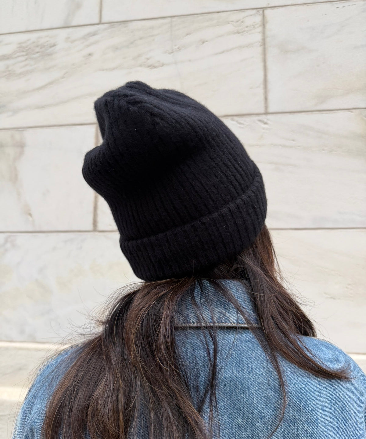 Chanel Black Beanie with White Chanel Sequins Logo