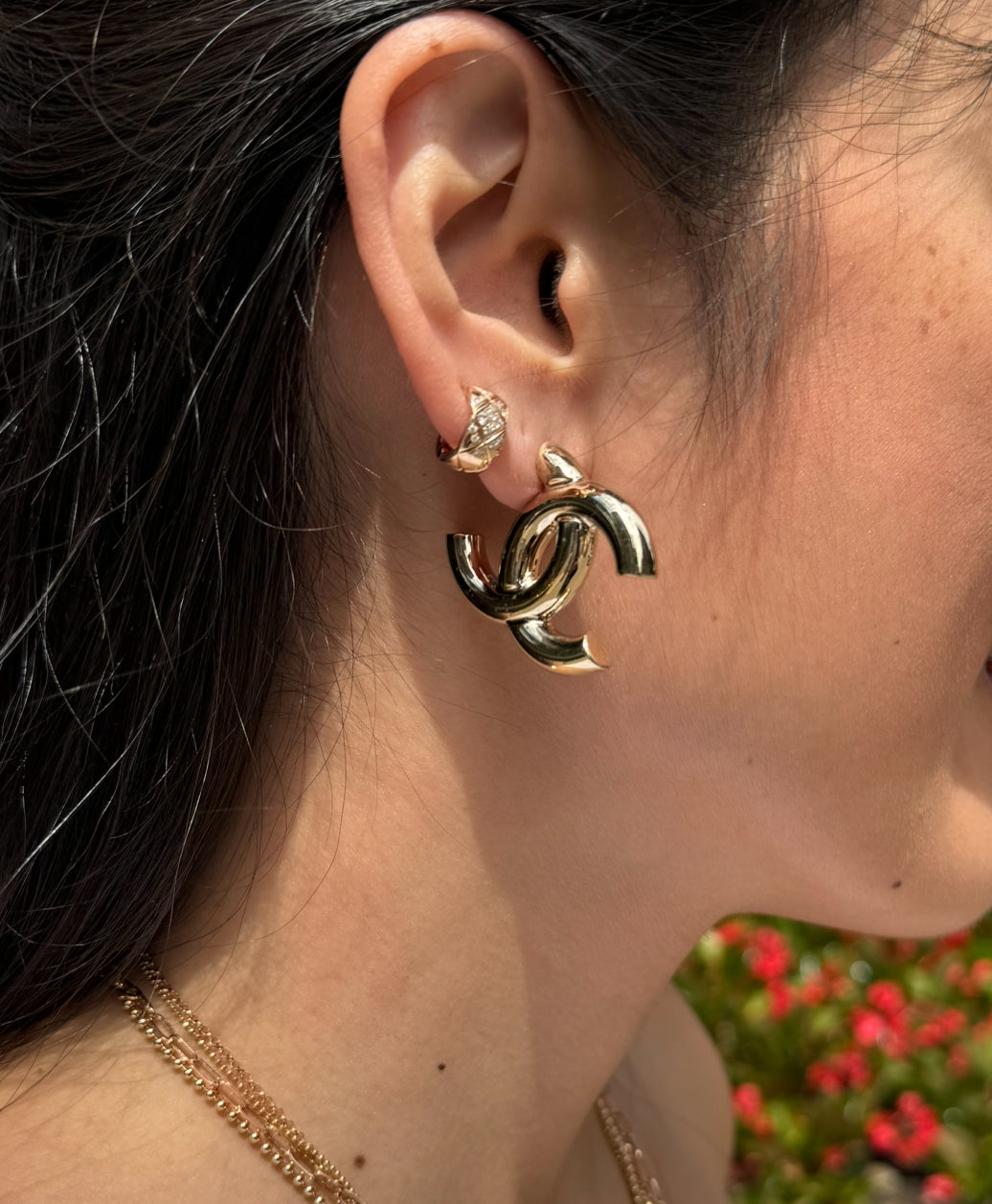 Chanel Gold CC Drop Earrings