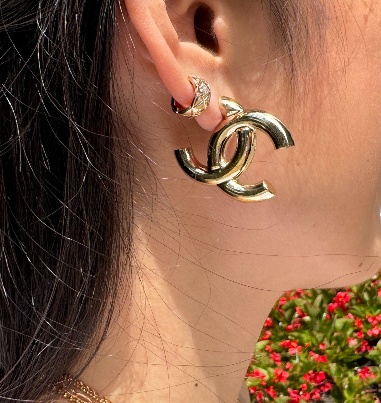 Chanel Gold CC Drop Earrings