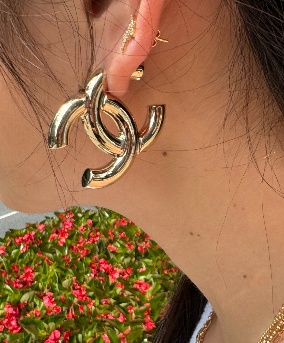 Chanel Gold CC Drop Earrings
