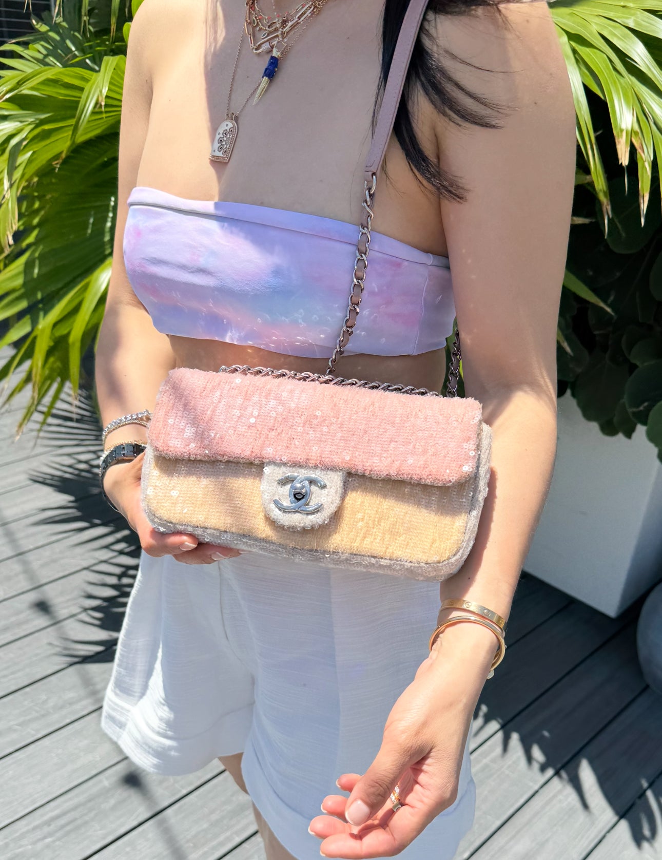 Chanel Waterfall Sequin Mini Flapbag Silver Hardware