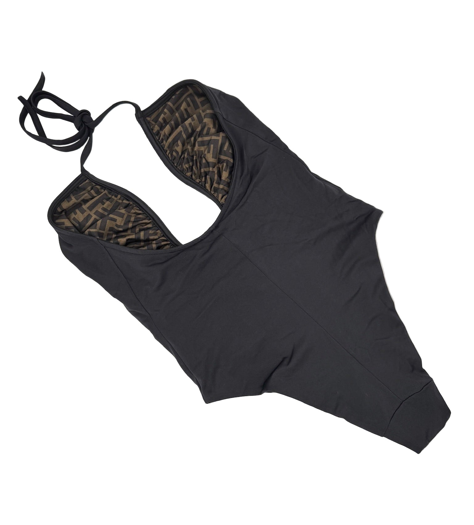 Fendi FF Logos Reversible Plunge One Piece Swimsuit