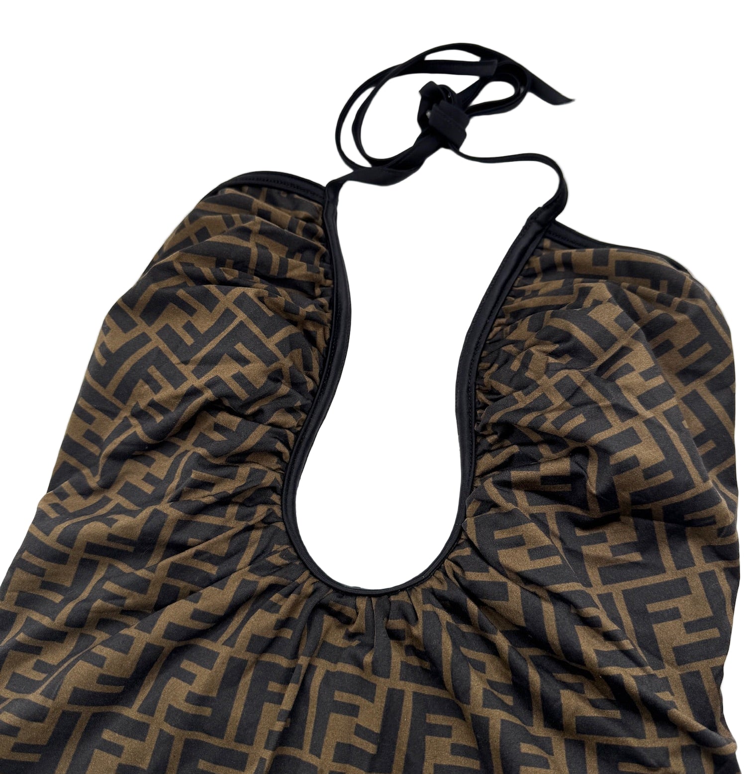 Fendi FF Logos Reversible Plunge One Piece Swimsuit