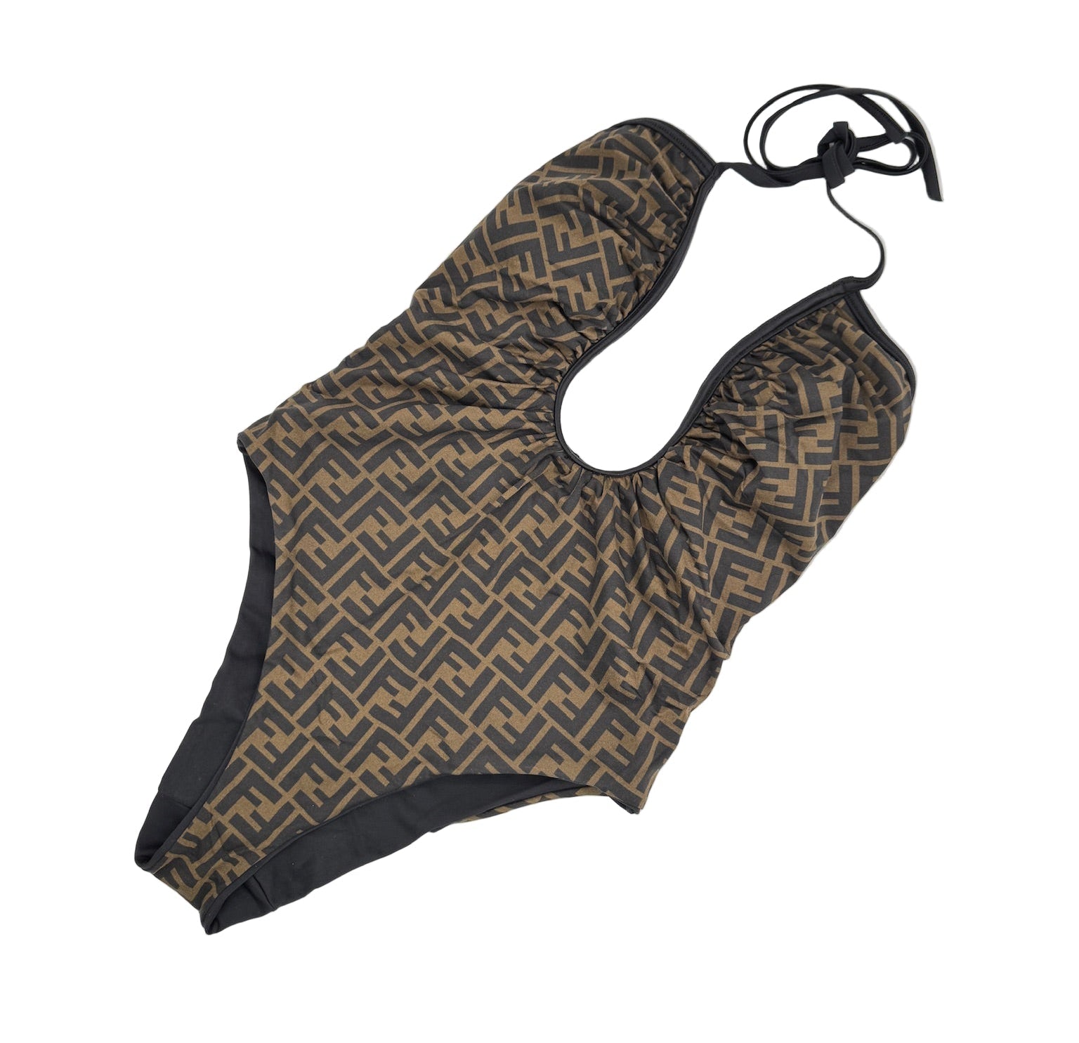 Fendi FF Logos Reversible Plunge One Piece Swimsuit