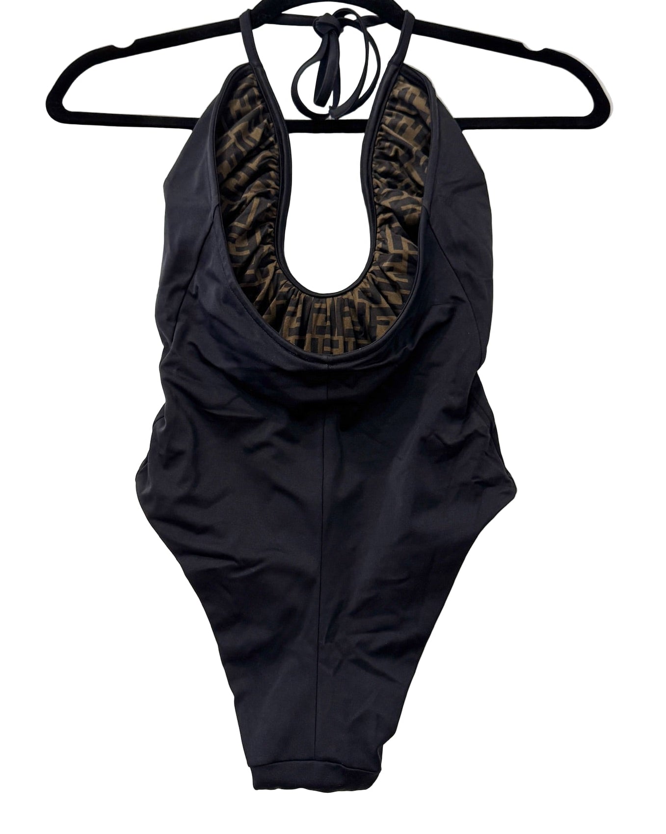 Fendi FF Logos Reversible Plunge One Piece Swimsuit
