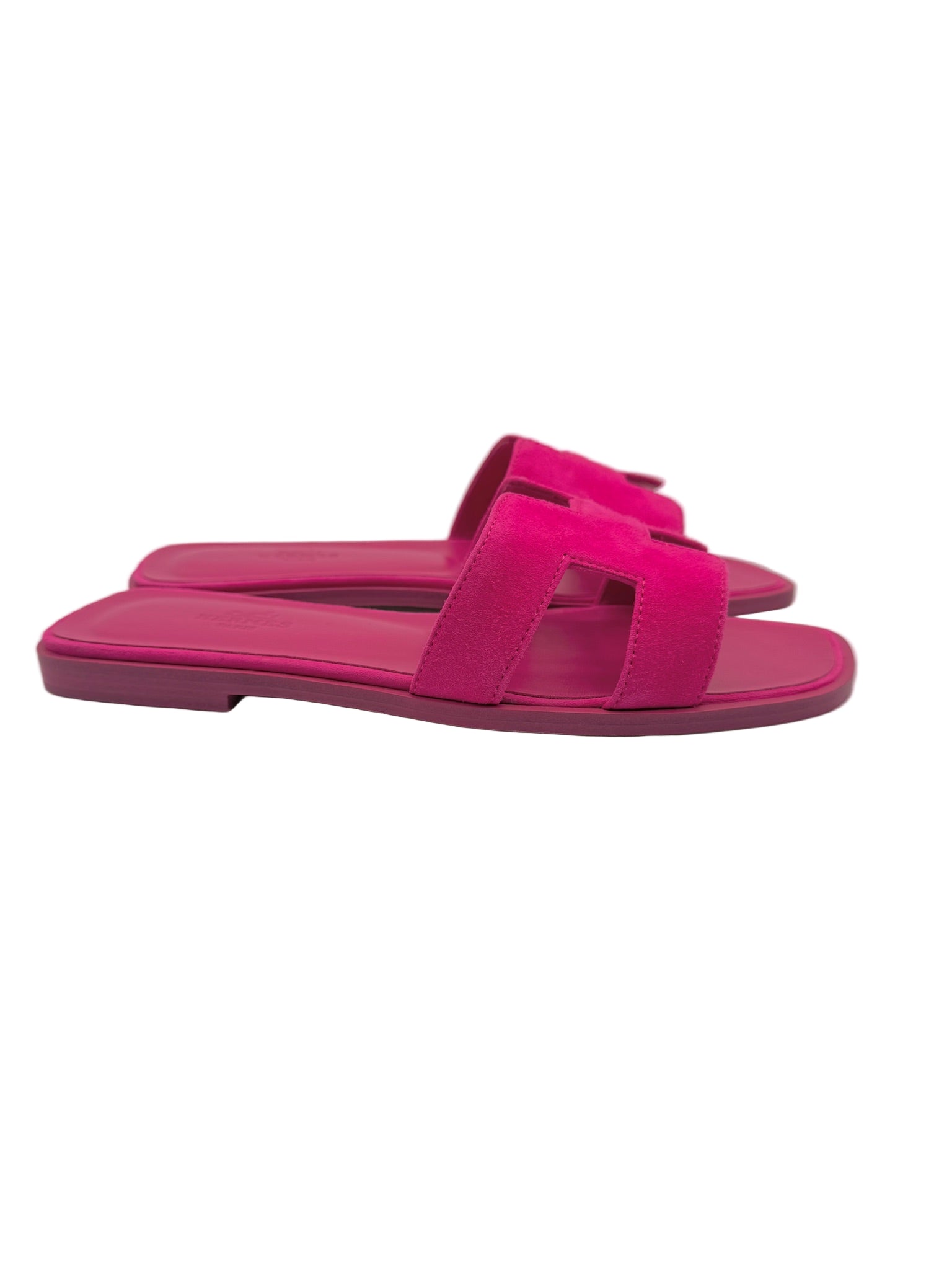 Hermès Hot Pink Suede Oran Sandals