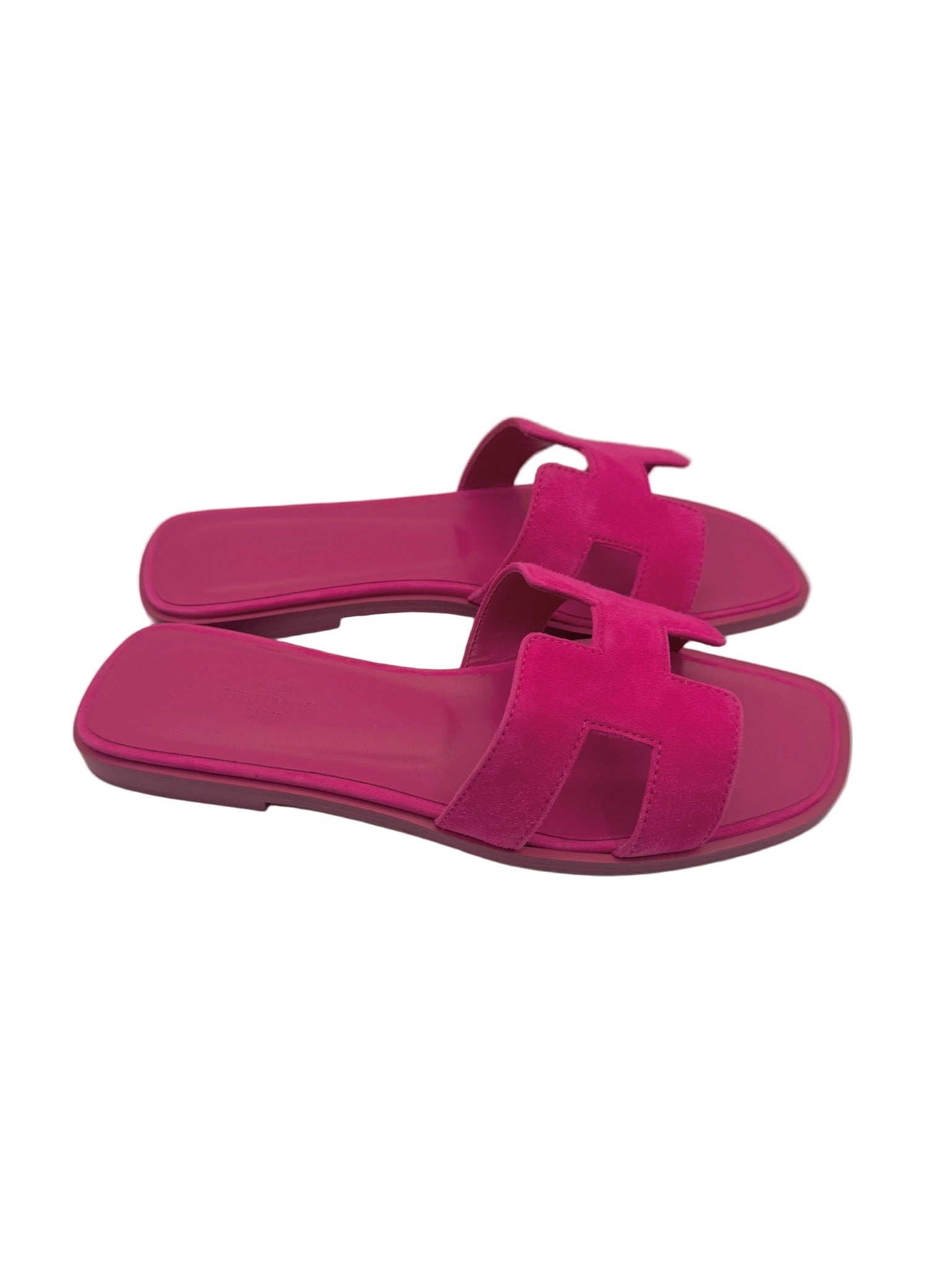 Hermès Hot Pink Suede Oran Sandals