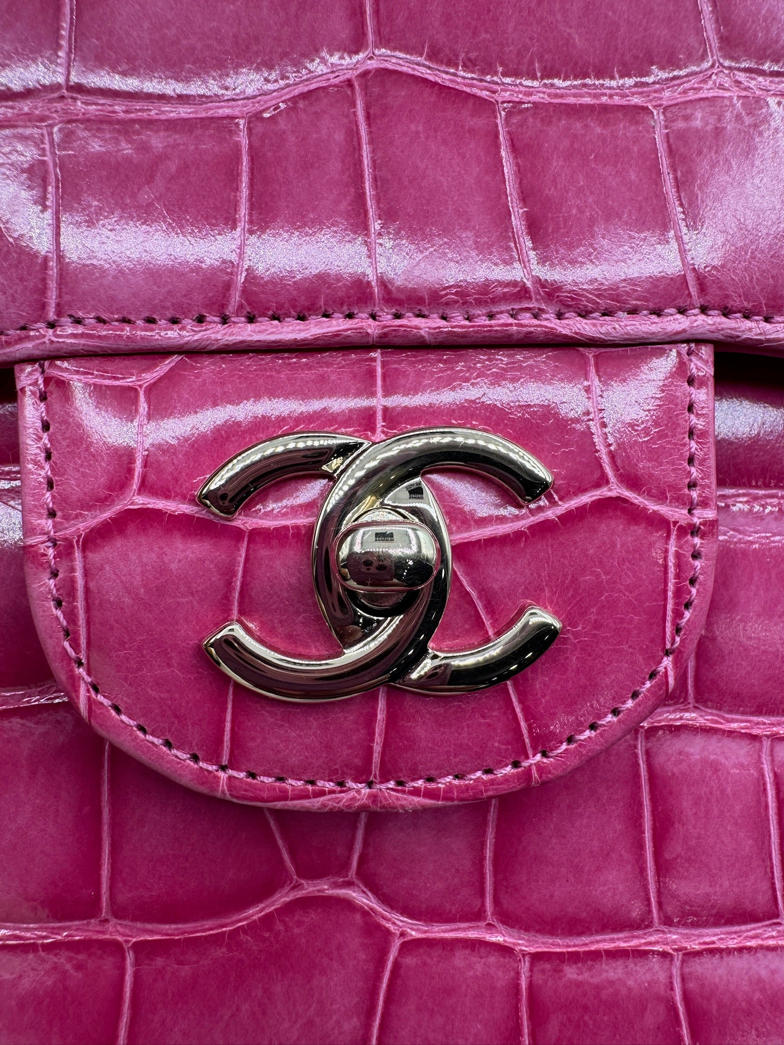 Chanel Pink Ombre Alligator Large Classic Double Flapbag