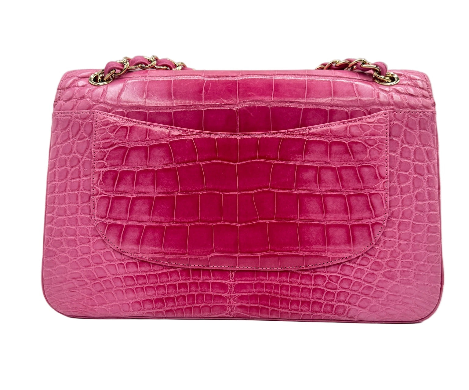 Chanel Pink Ombre Alligator Large Classic Double Flapbag