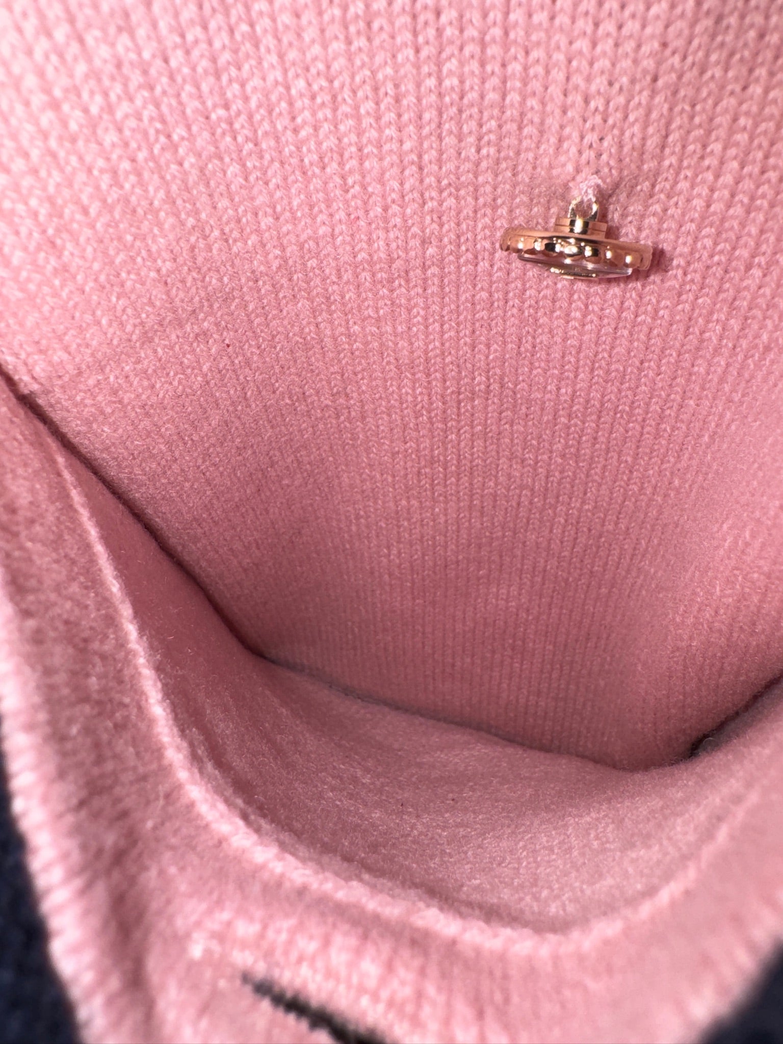 Chanel Cashmere Baby Pink with Navy Blue Belted Cardigan