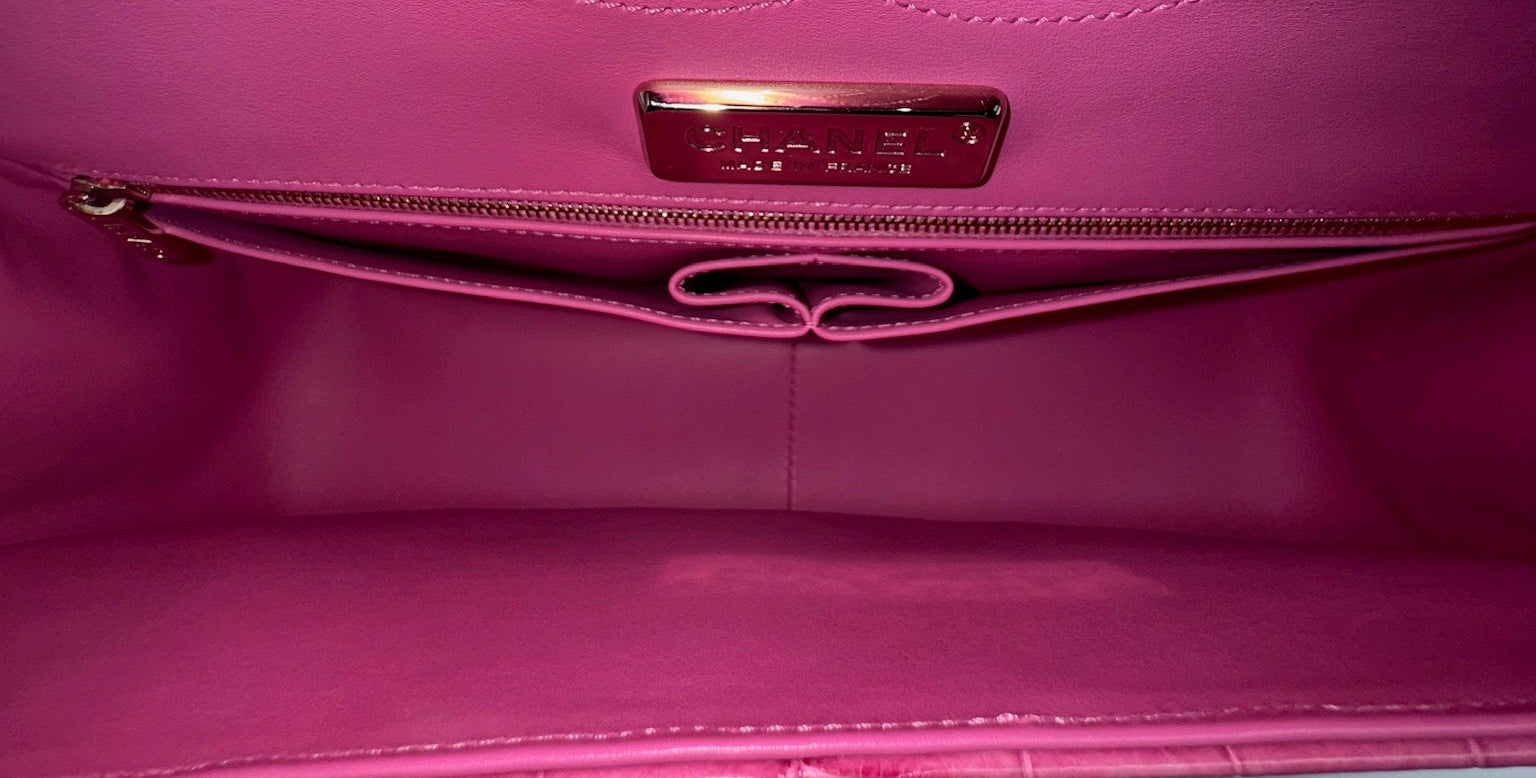 Chanel Pink Ombre Alligator Large Classic Double Flapbag