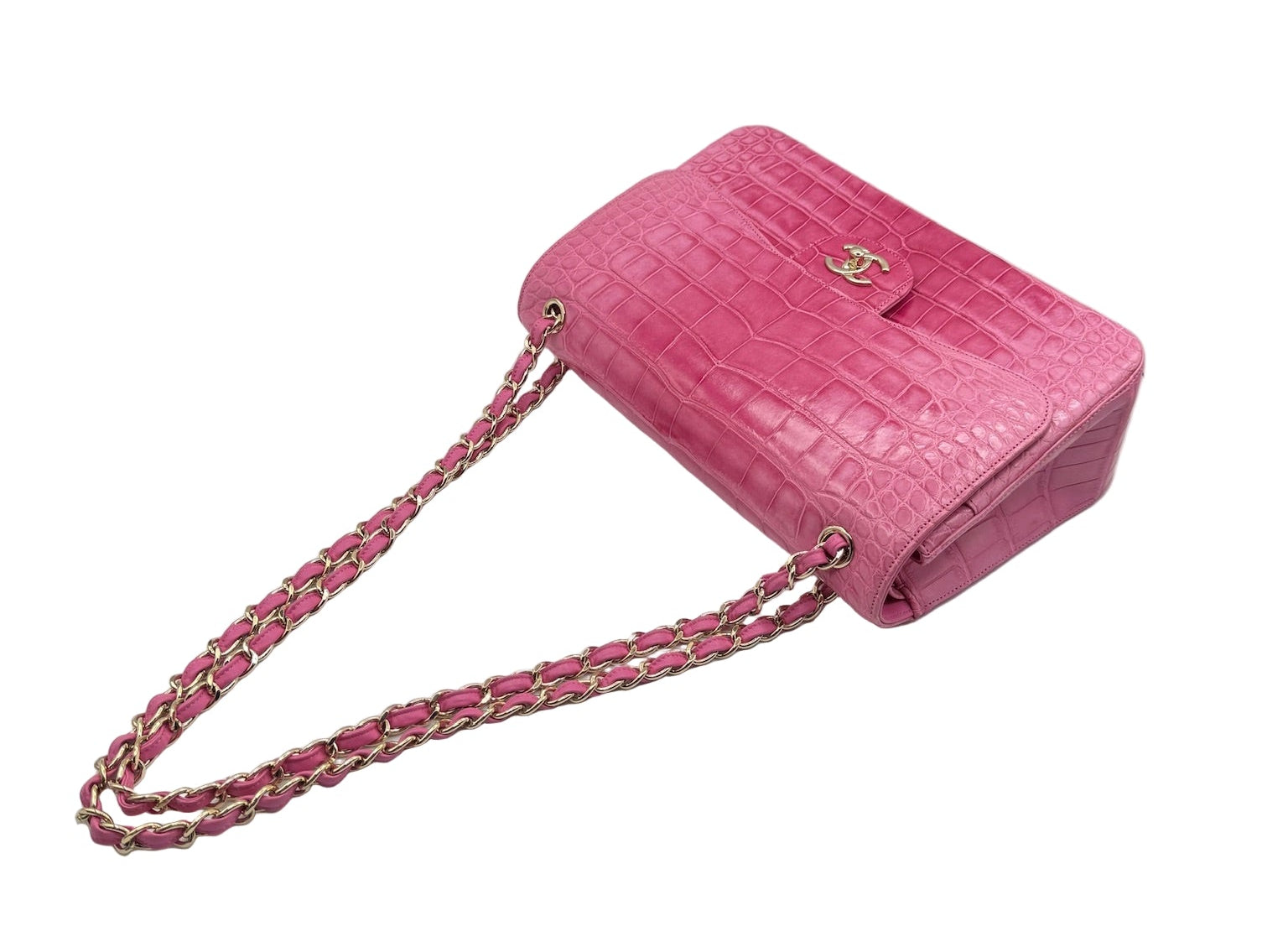 Chanel Pink Ombre Alligator Large Classic Double Flapbag