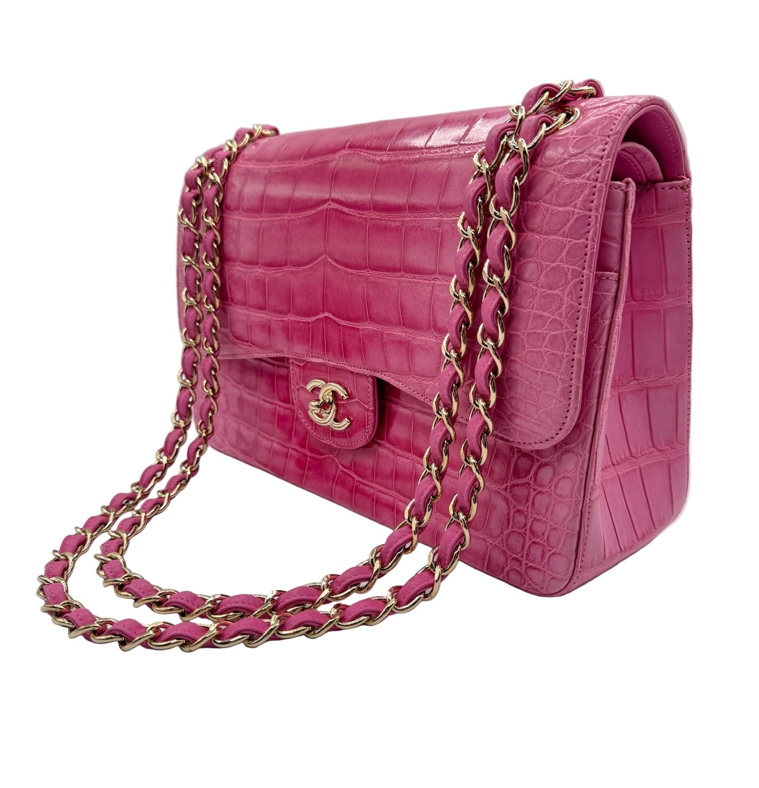 Chanel Pink Ombre Alligator Large Classic Double Flapbag