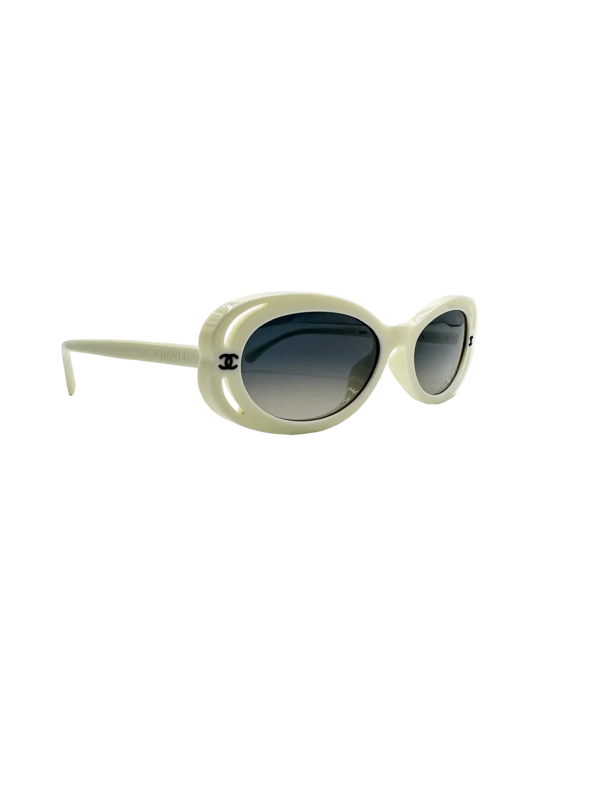 Chanel White Oval Sunglasses
