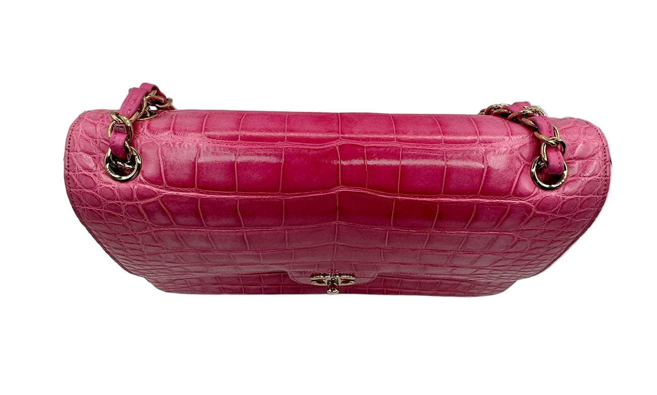 Chanel Pink Ombre Alligator Large Classic Double Flapbag