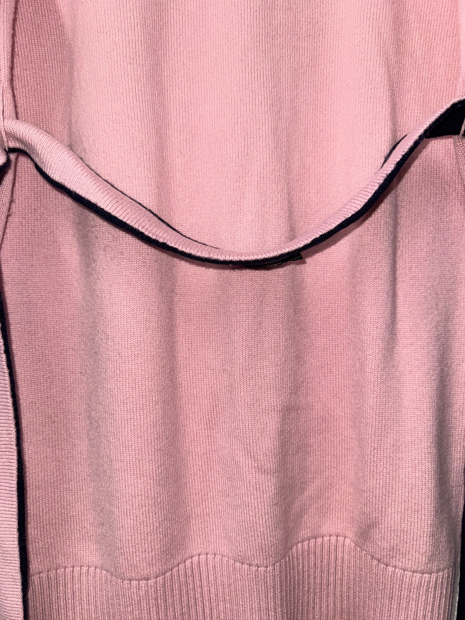 Chanel Cashmere Baby Pink with Navy Blue Belted Cardigan