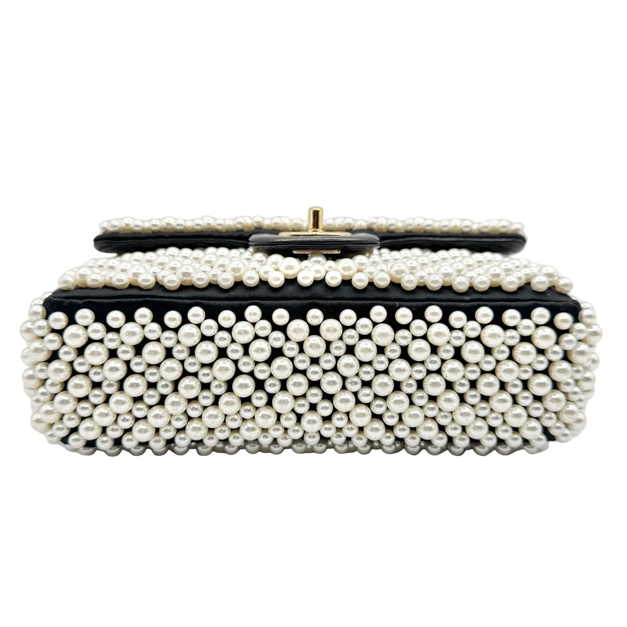 Chanel 2019SS Black with White Pearls Mini Classic Flapbag