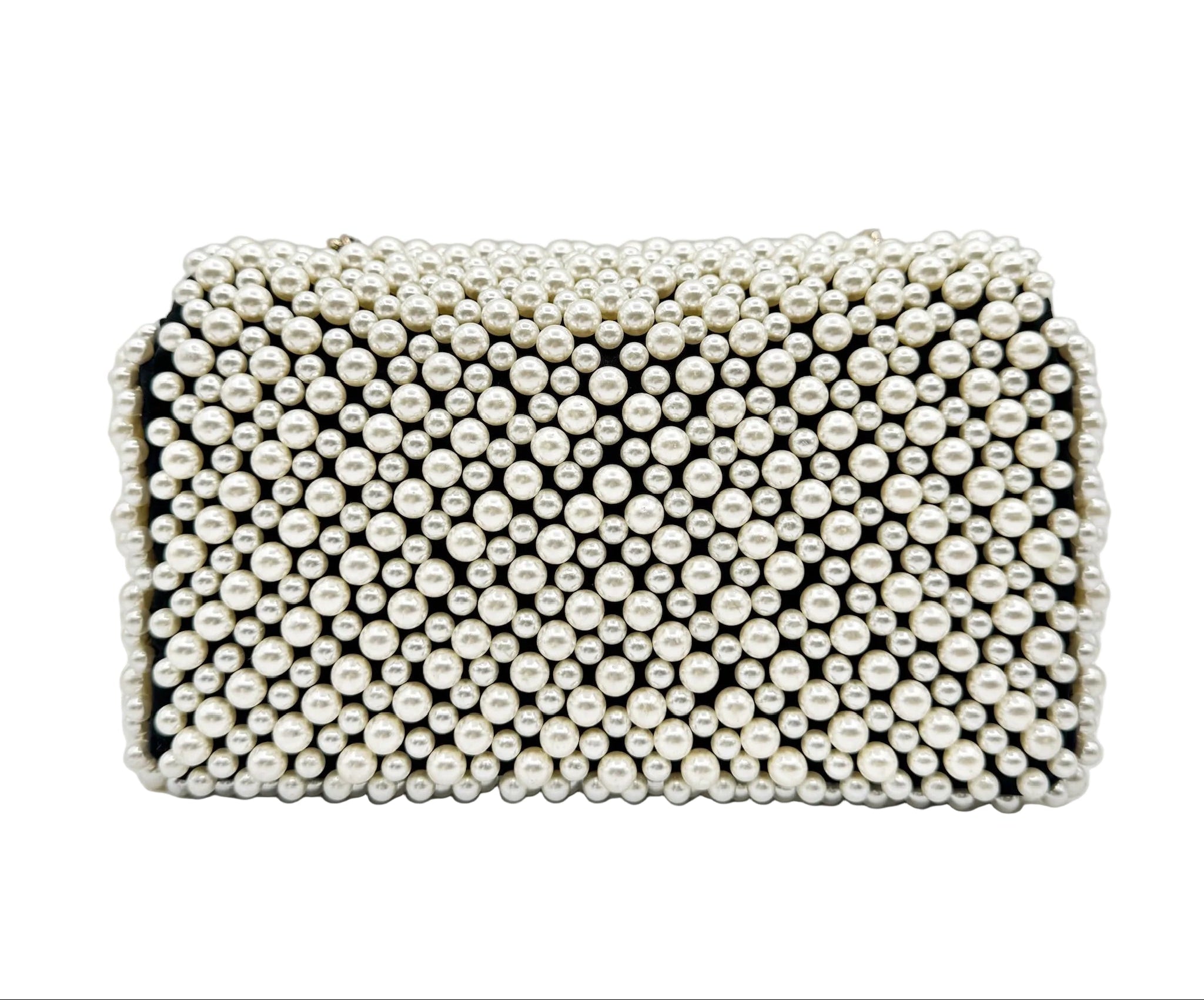Chanel 2019 SS Black with White Pearls Mini Classic Flapbag