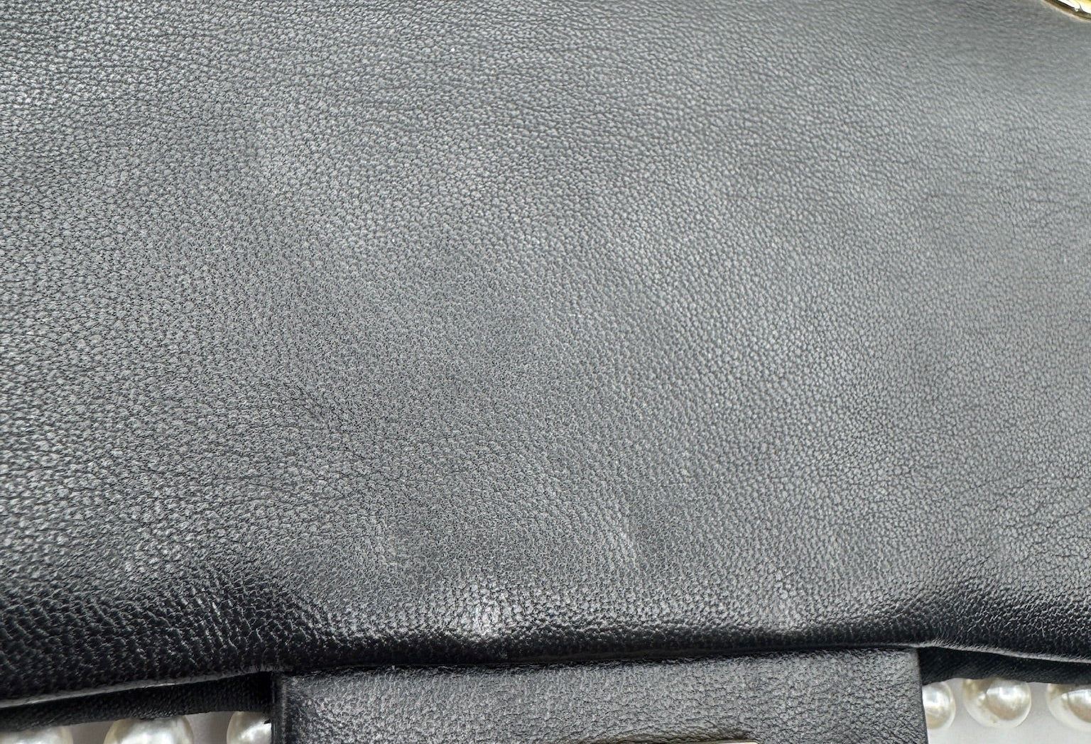 Chanel 2019SS Black with White Pearls Mini Classic Flapbag